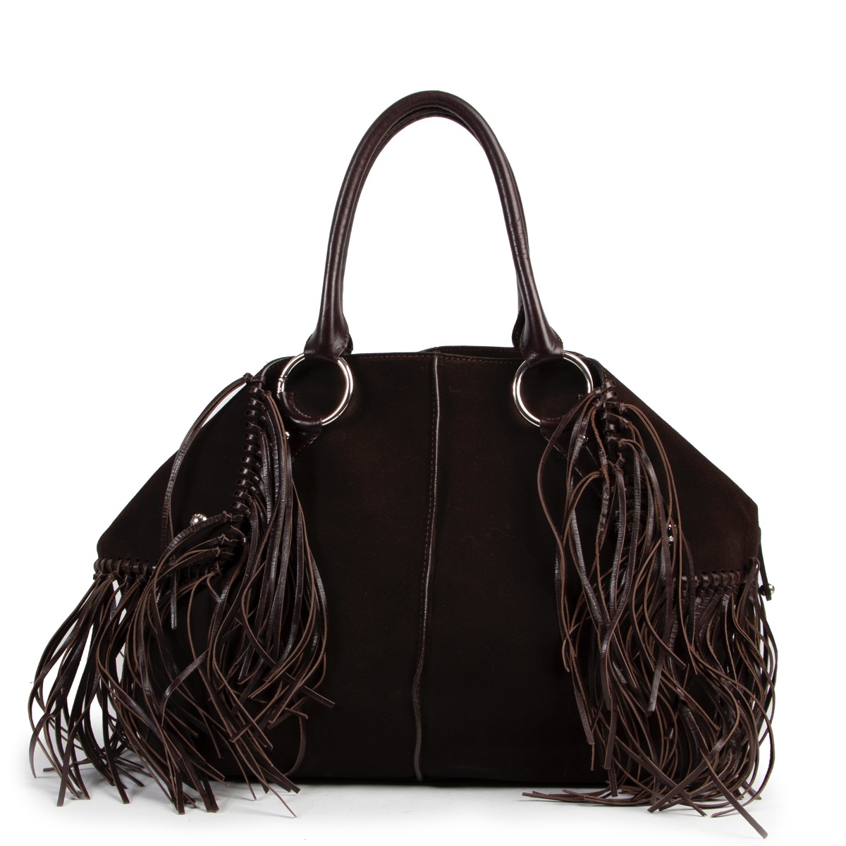 Tod s Brown Suede Fringe Satchel Bag Labellov Buy and Sell Authentic Luxury