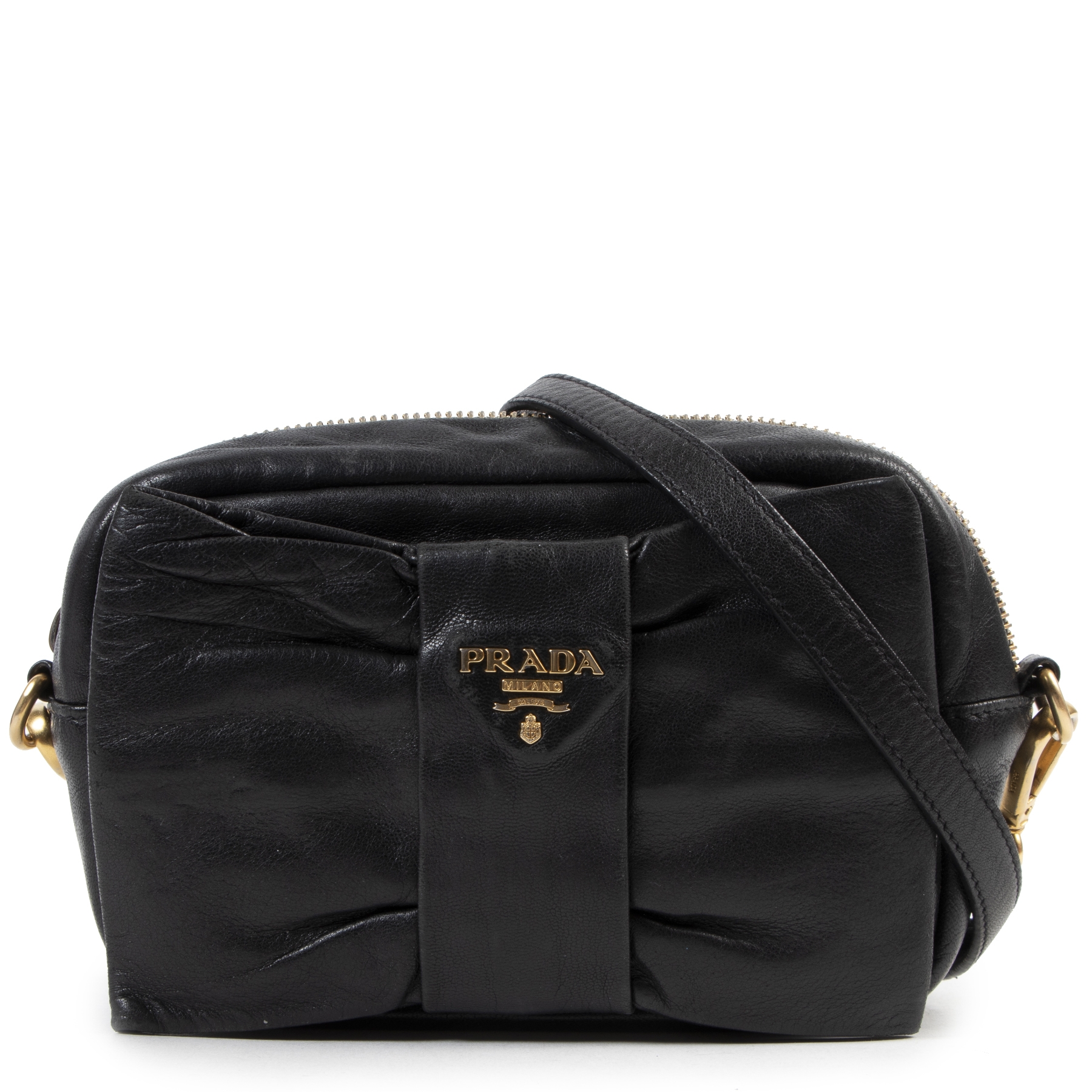 Prada Black Bow Detail Crossbody Bag ○ Labellov ○ Buy and Sell Authentic  Luxury