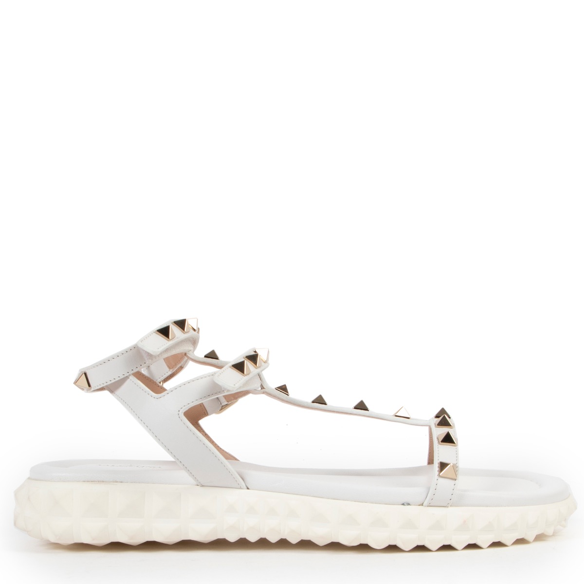 Valentino Garavani White Rockstud Gladiator Sandals Labellov Buy and Sell Authentic Luxury