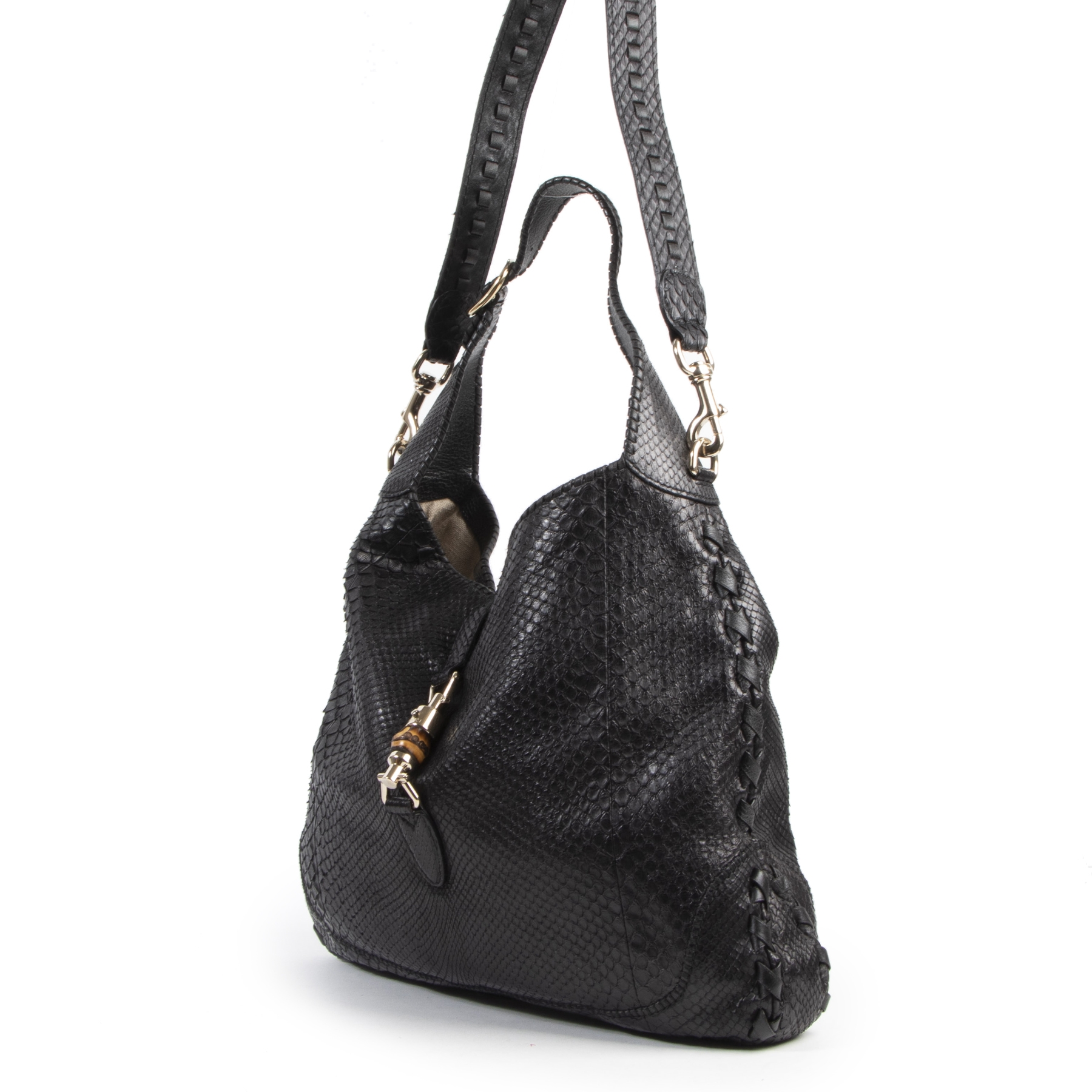 Gucci Black Python Jackie Hobo Leather Bag Labellov Buy and Sell Authentic Luxury
