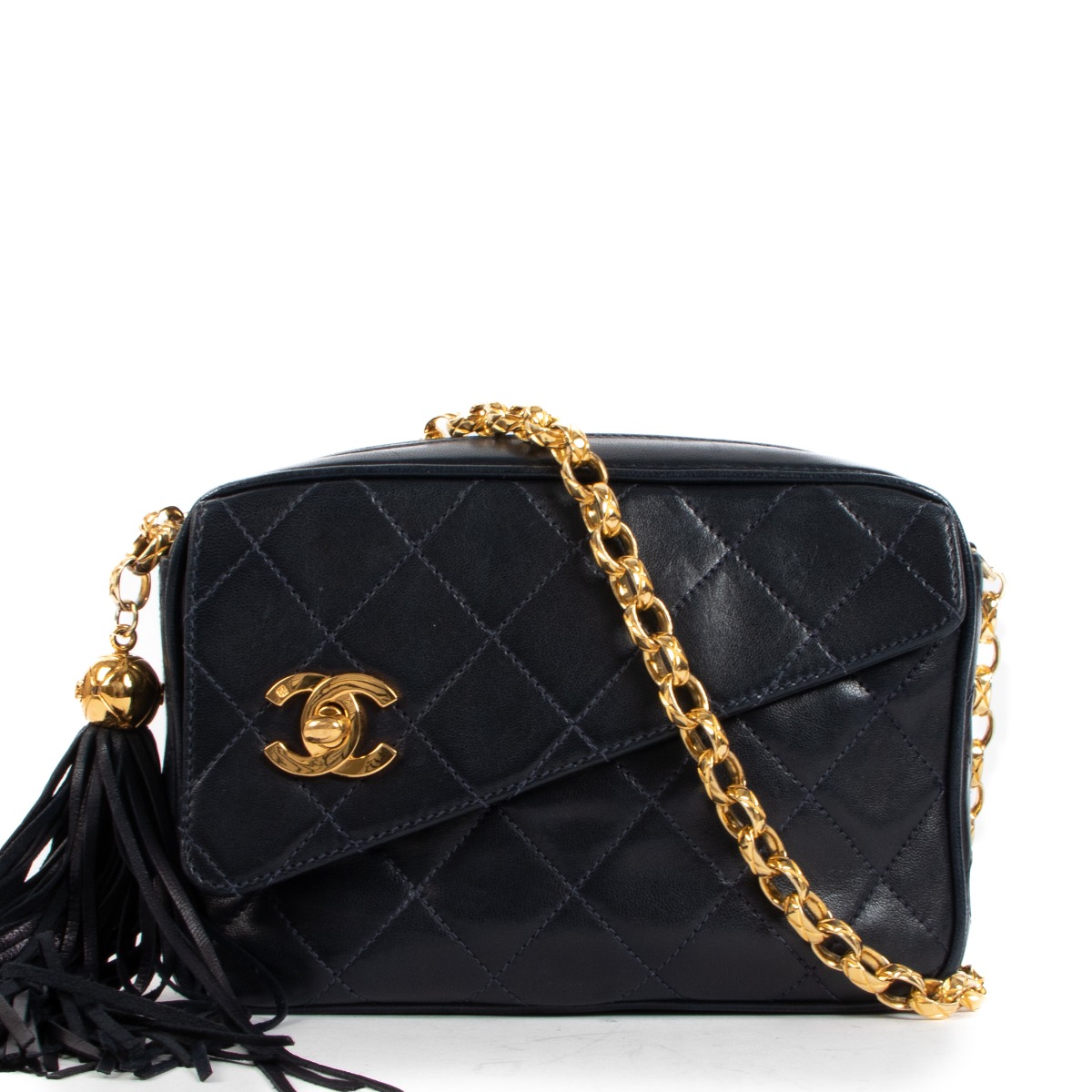 Chanel Vintage Black Suede Tassel Camera Bag ○ Labellov ○ Buy