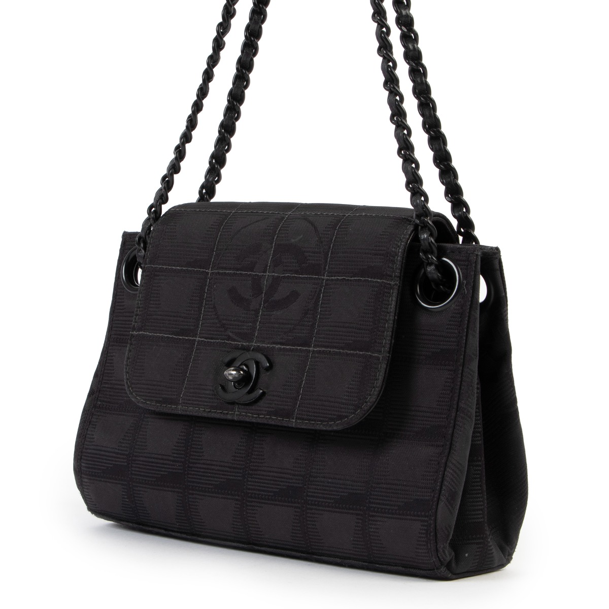 Chanel Black CC Travel Line Nylon Vintage Mini Shoulder Bag