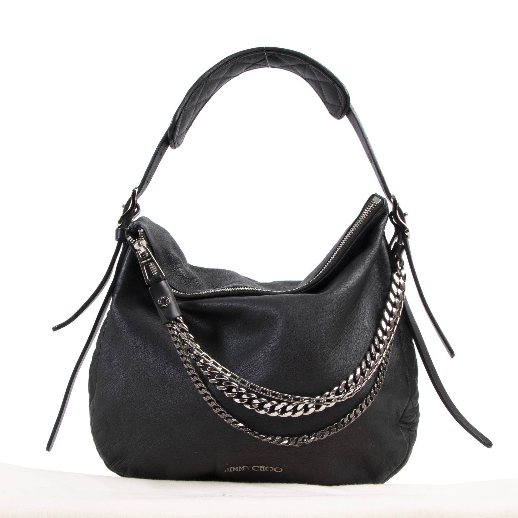retour Jimmy Choo Black Biker Chain Hobo Bag Labellov Buy