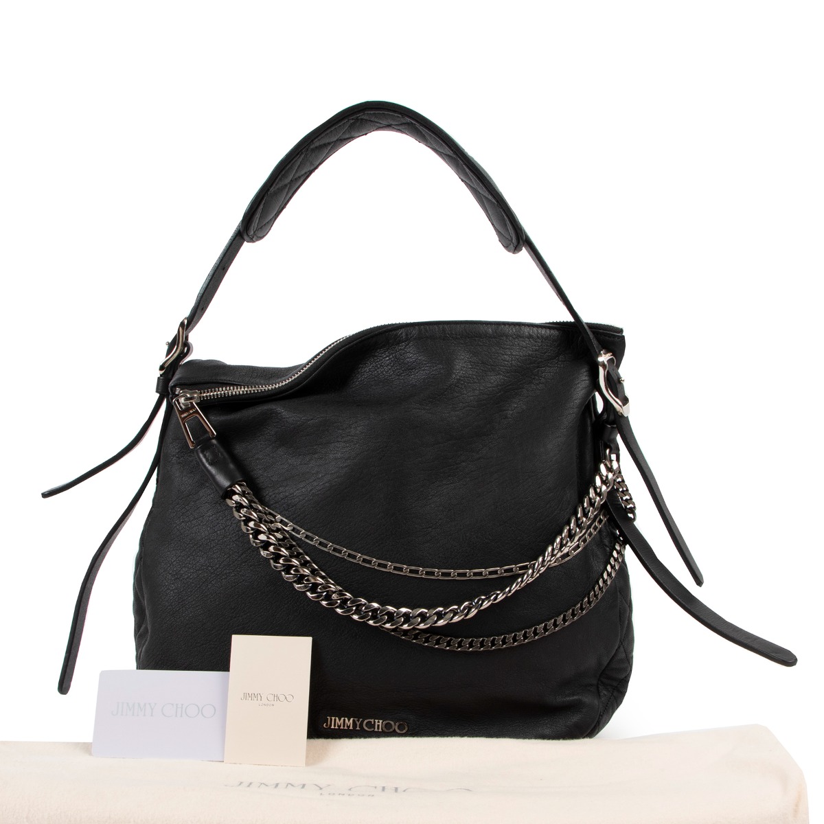 Jimmy Choo Black Leather Shoulder Bag Labellov Buy and Sell Authentic Luxury