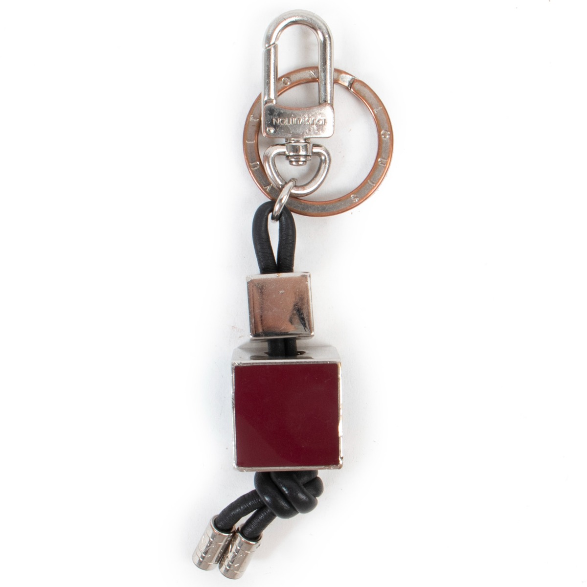 Louis Vuitton Silvertone Metal Damier Cube Key Ring - Yoogi's Closet