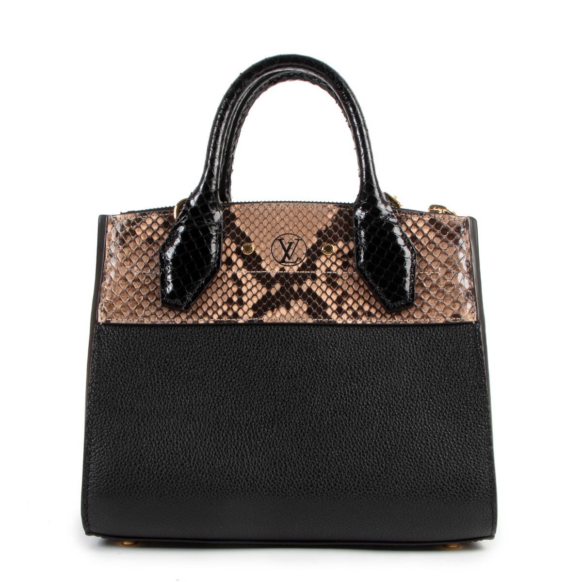 Louis Vuitton Brown, Pattern Print 2022 Python-Trimmed Mini City Steamer