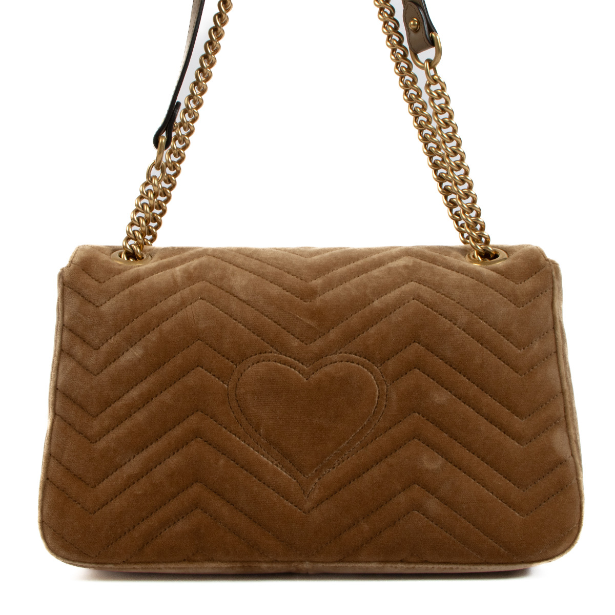 Gucci Taupe Velvet GG Marmont Medium Bag Labellov Buy and