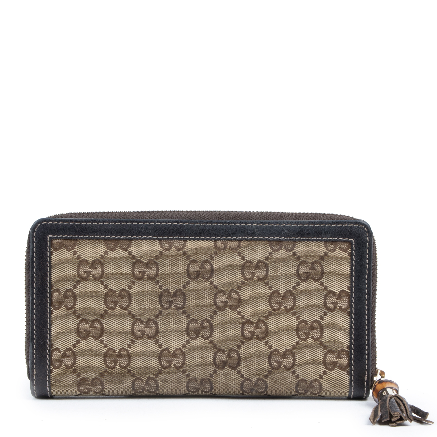 Gucci Monogram Bamboo Tassel Zip Around Wallet ○ Labellov