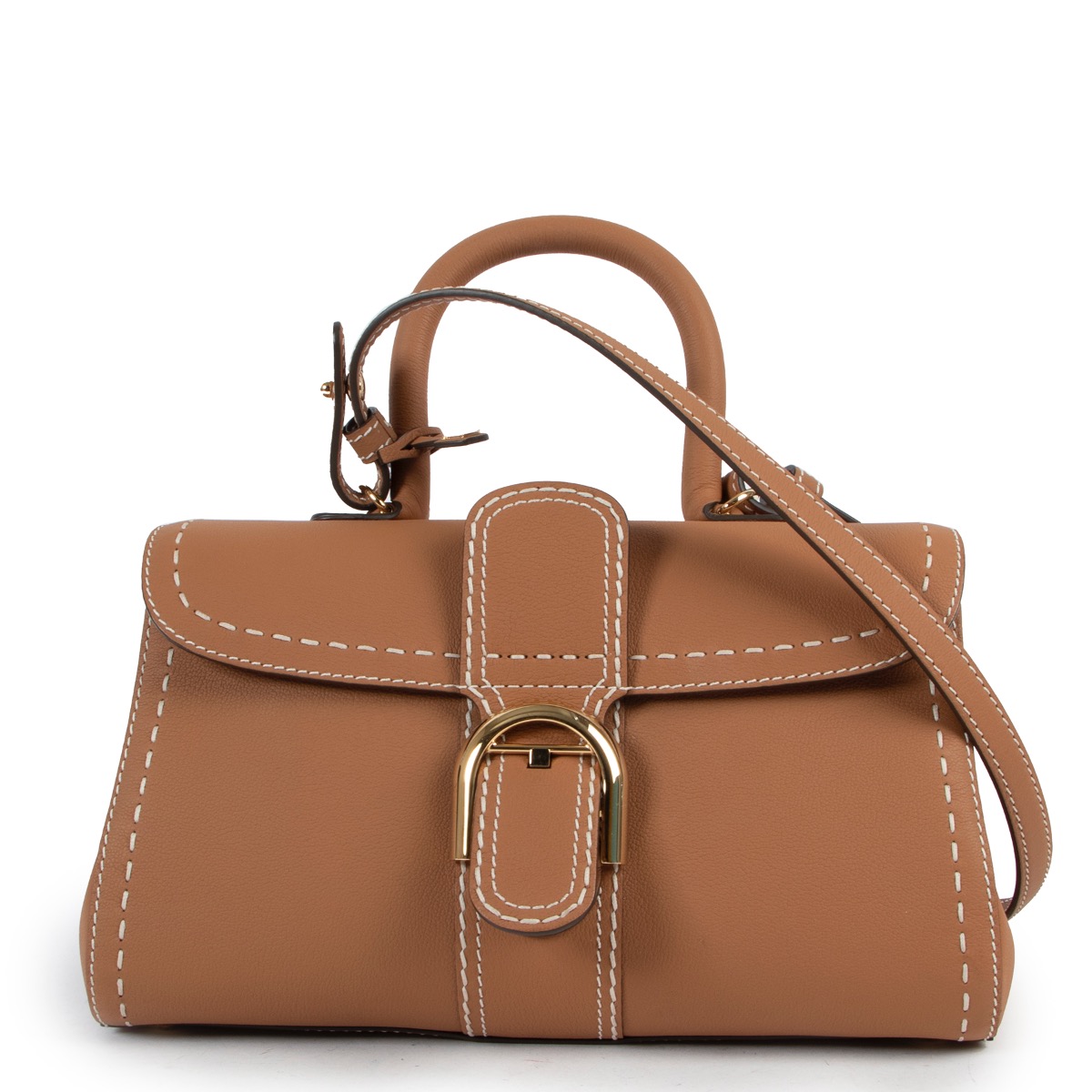 Delvaux Cognac Brillant East/West Mini Surpique Shoulder Bag