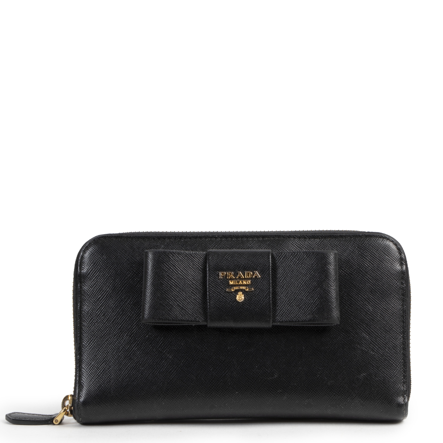 Prada saffiano fiocco bow wallet deals