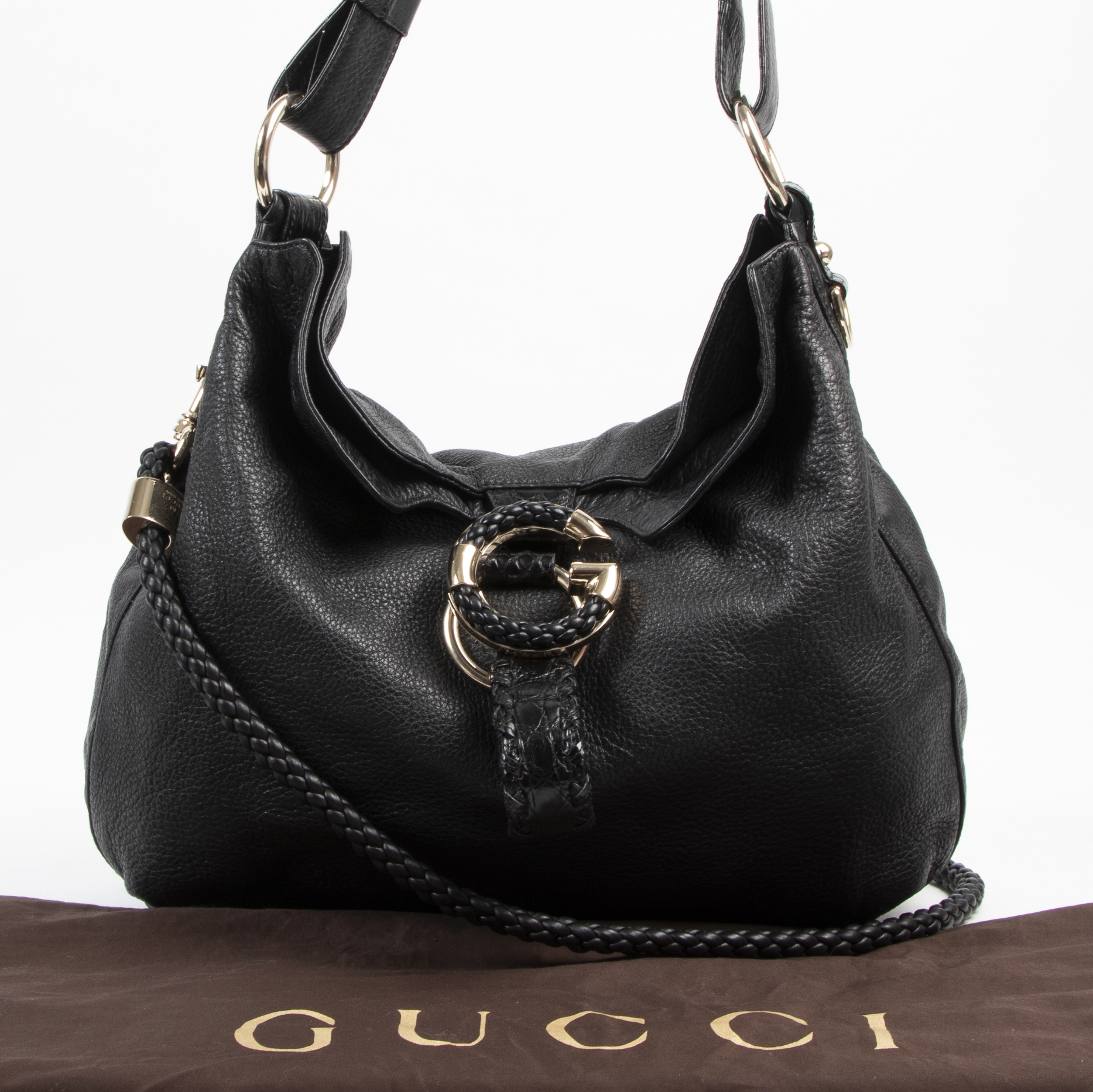 Gucci black leather hobo clearance
