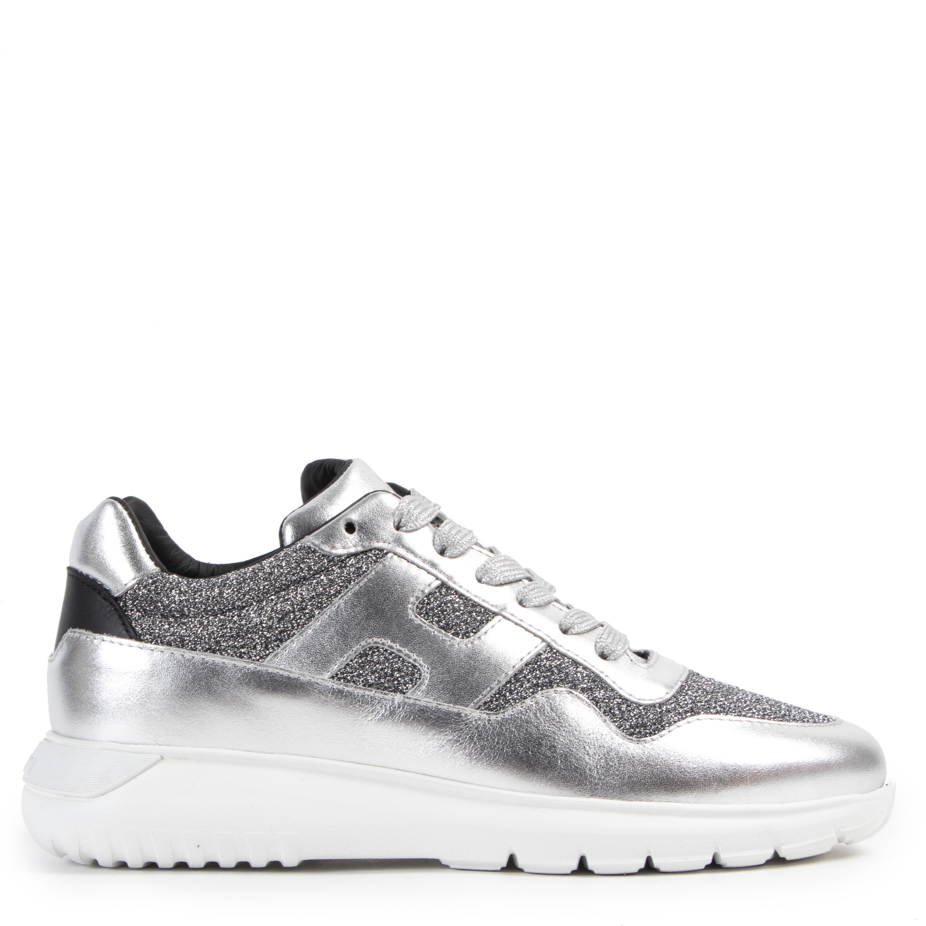 Hogan Interactive 3 Silver Glitter Sneakers Size 36.5 Labellov Buy and Sell Authentic Luxury