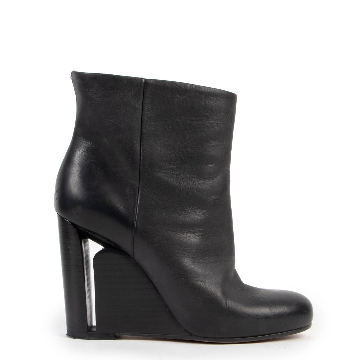 Maison Martin Margiela Black Leather Wedge Boots size 37