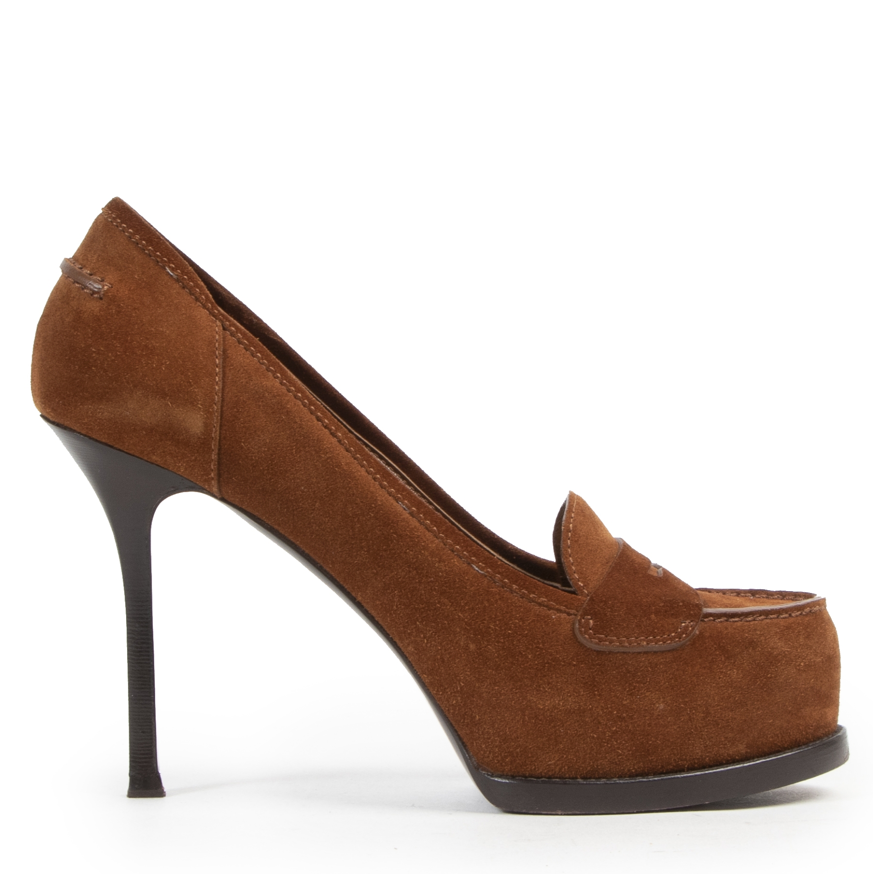 camel suede pumps