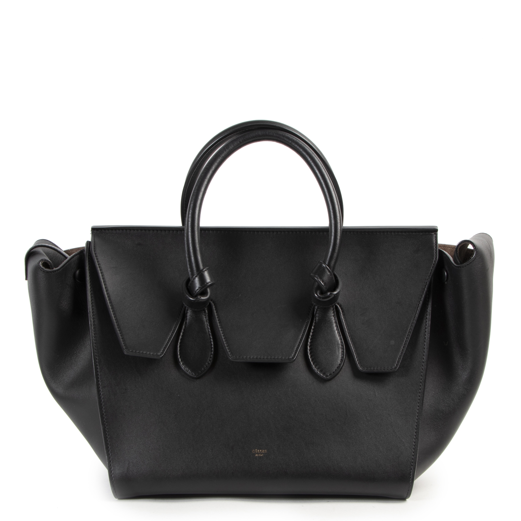 Celine Tie Knot Medium Black Leather Tote Labellov Buy and