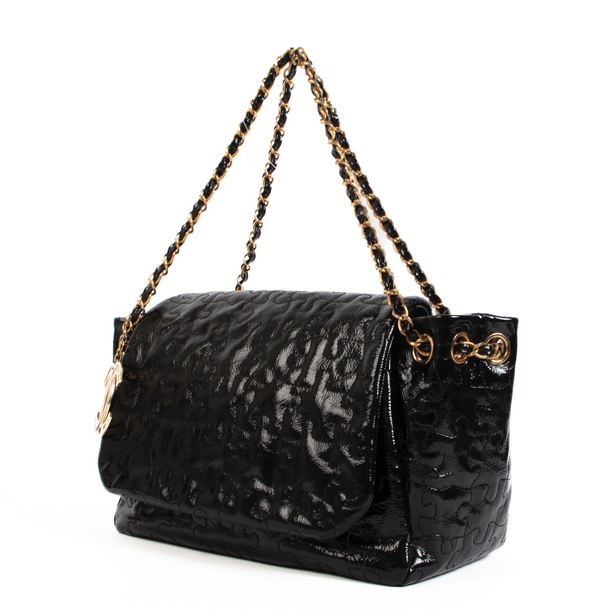 CHANEL, Bags, Chanel Puzzle Black Patent Leather Bag