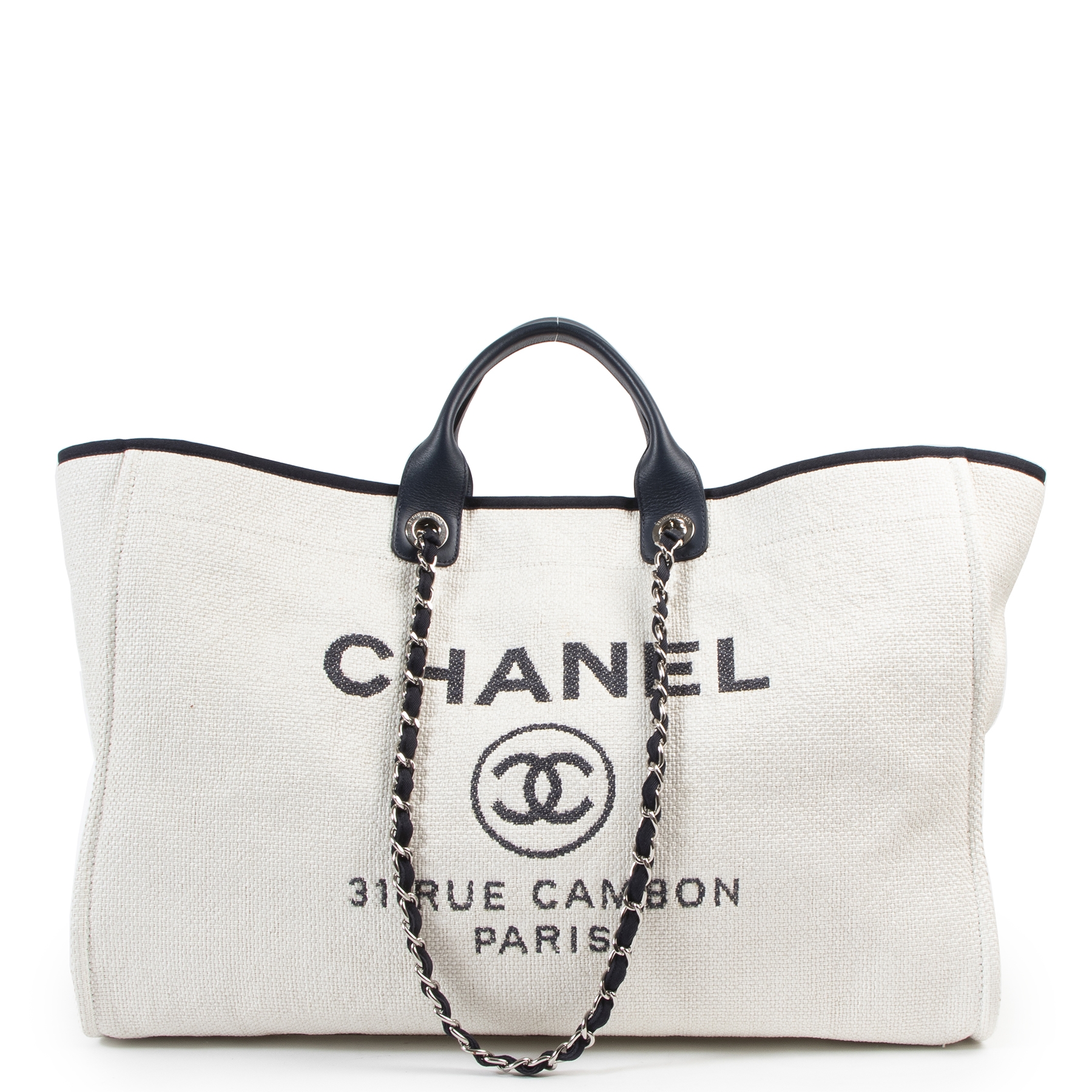 Chanel Deauville Canvas Tote Bag