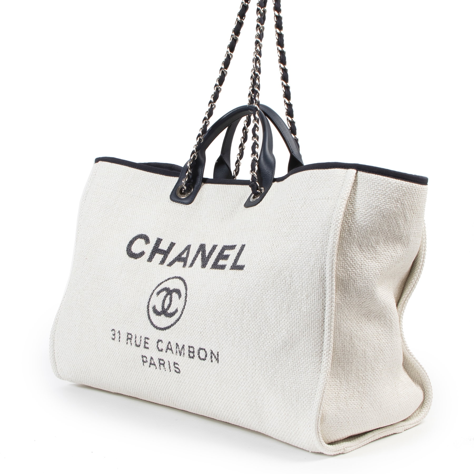 chanel deauville canvas bag tote