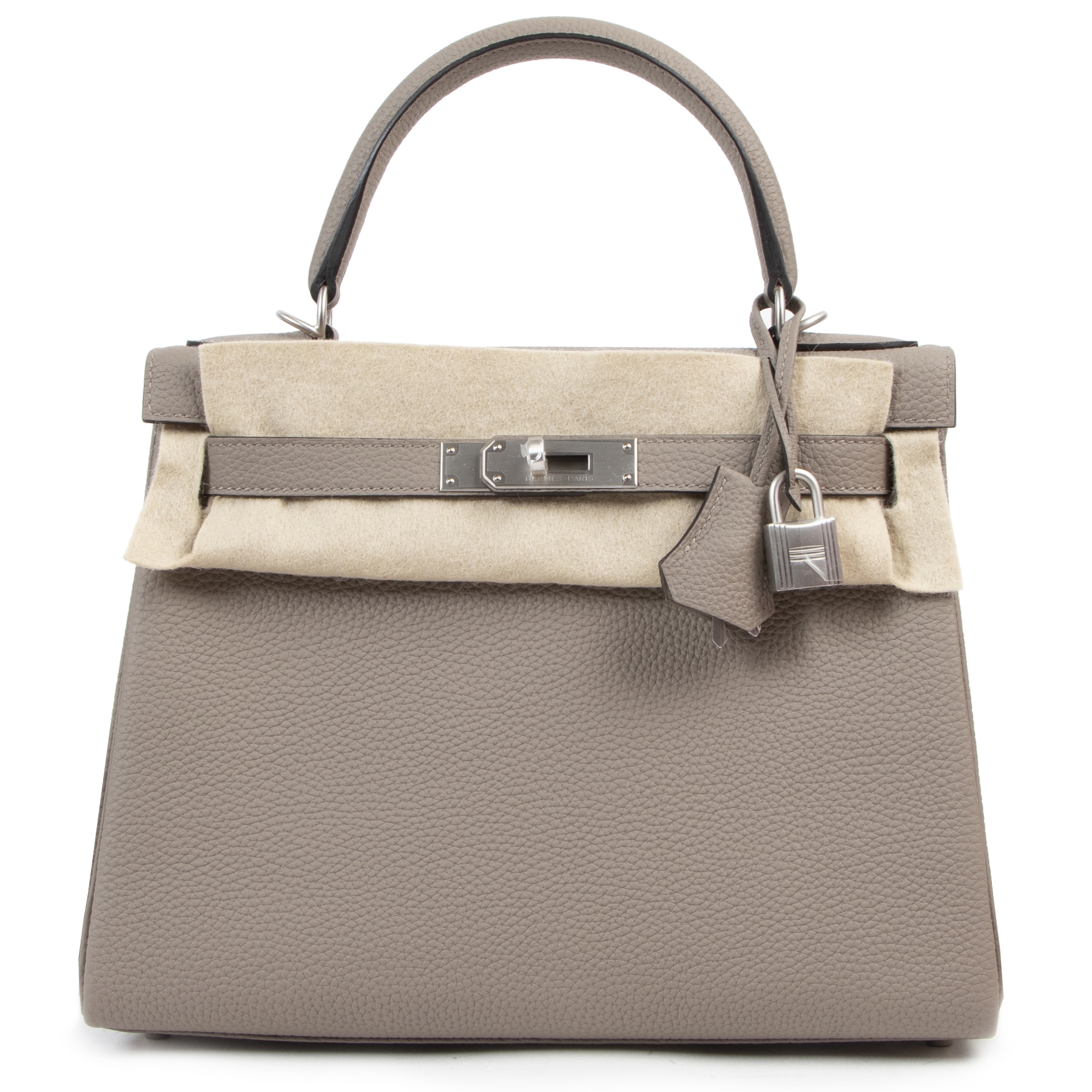 HERMÈS  GRIS ASPHALT AND ETAIN TOGO KELLY SPECIAL ORDER 28 WITH