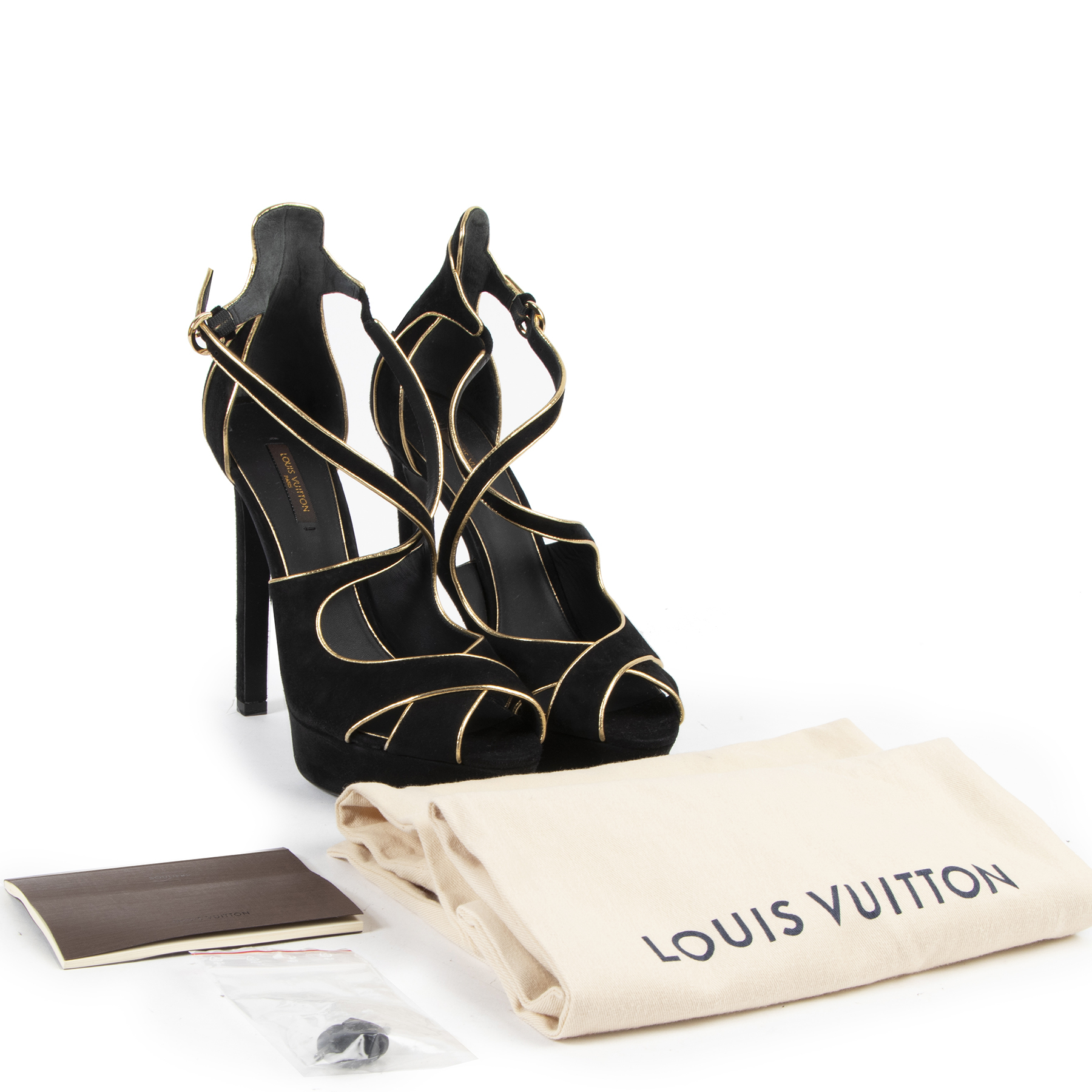 Louis Vuitton Black & Gold Platform Pumps - size 39 ○ Labellov