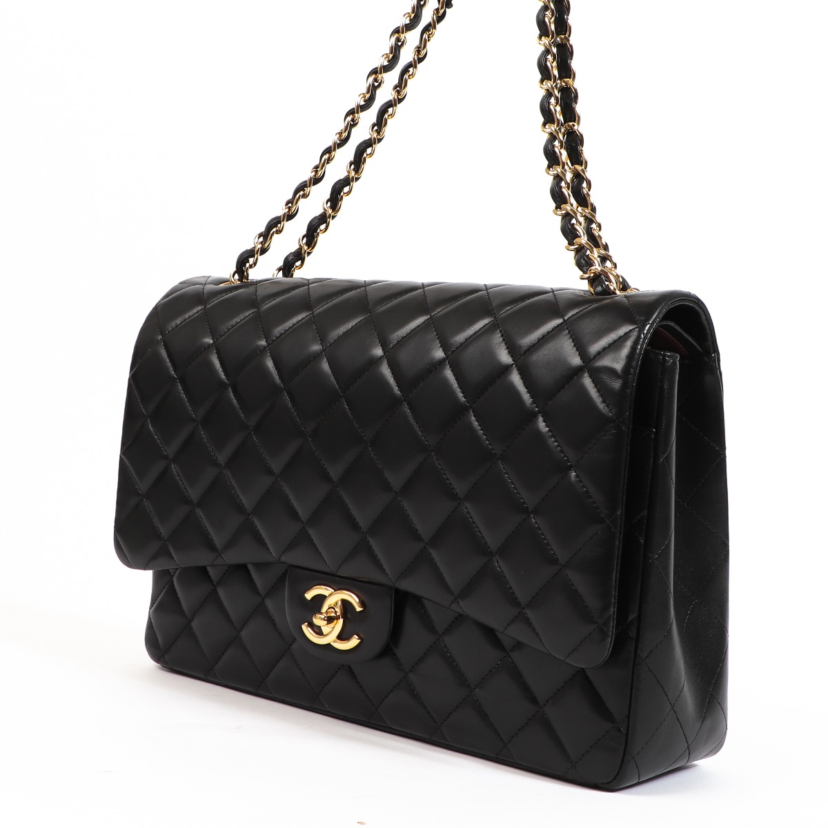 Chanel Black Lambskin Maxi Classic Flap Bag Labellov Buy and
