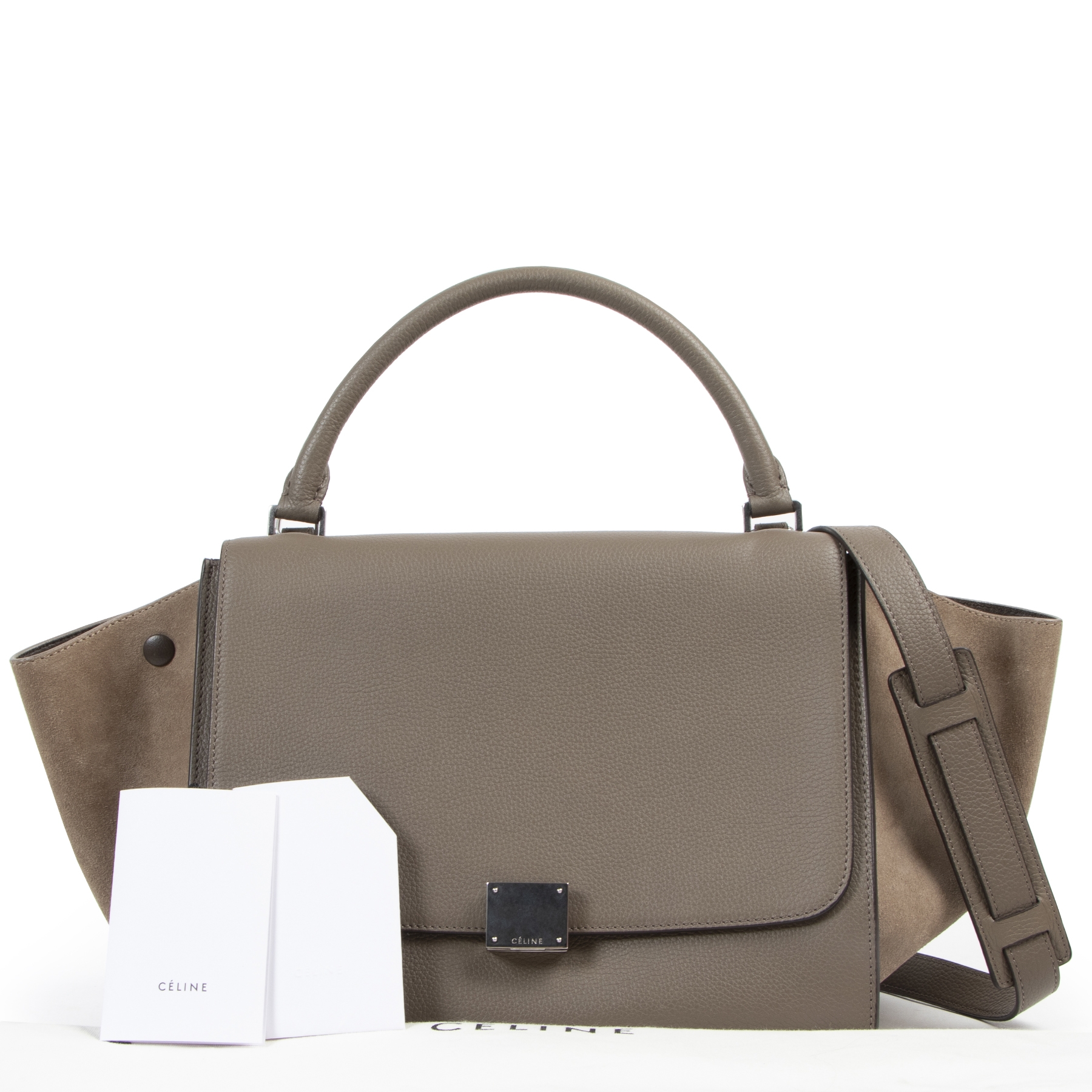 Céline Souris Suede/Grained Leather Medium Trapeze Bag