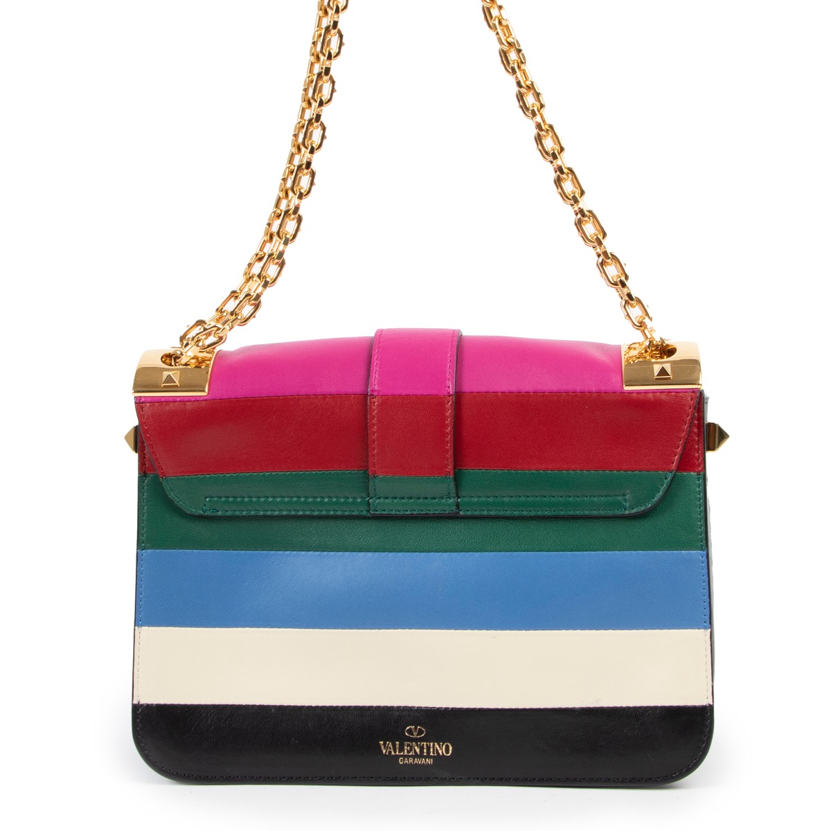 Valentino Garavani B Rockstud Striped Multicolor Leather