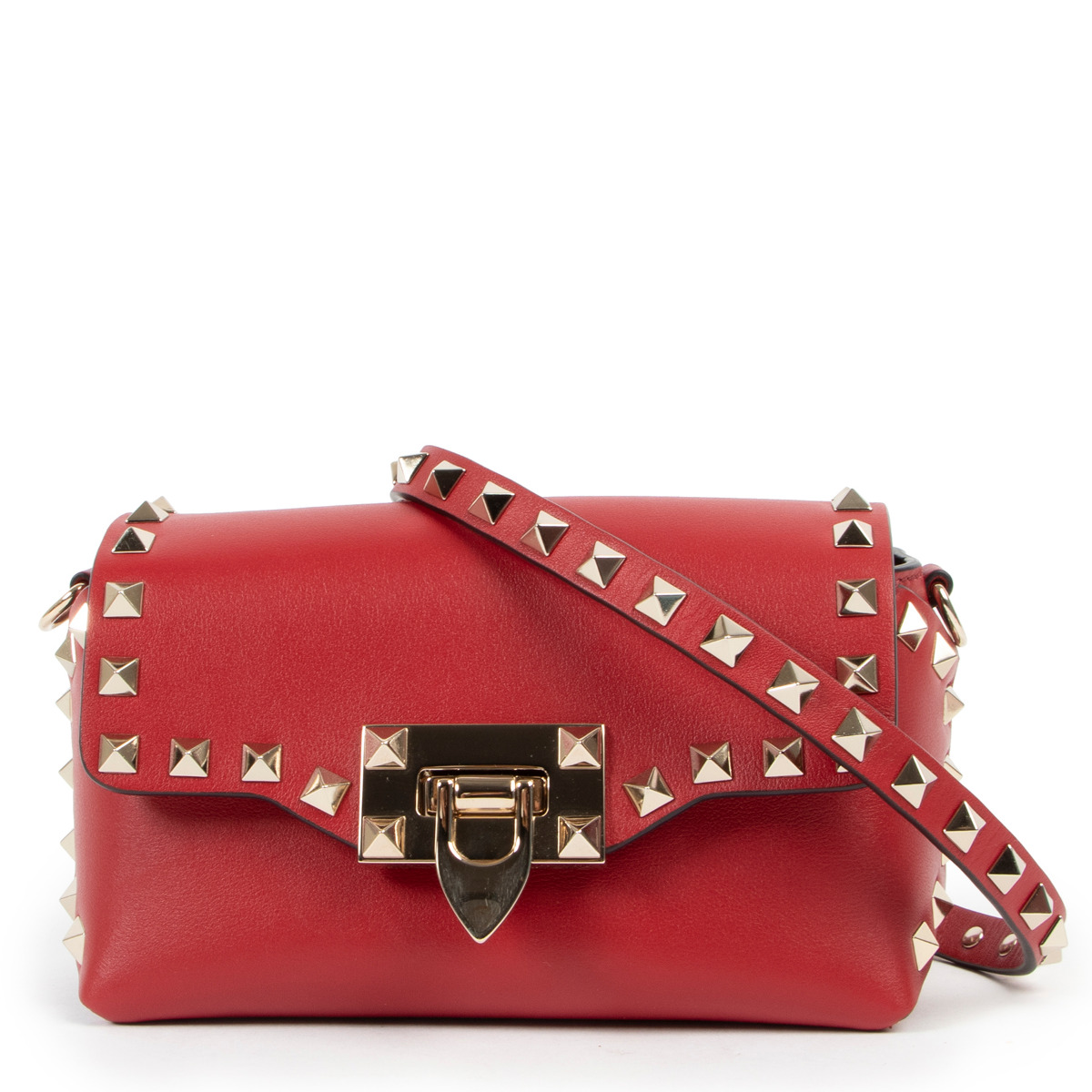 Valentino Garavani Red Medium Rockstud Tote Bag ○ Labellov ○ Buy