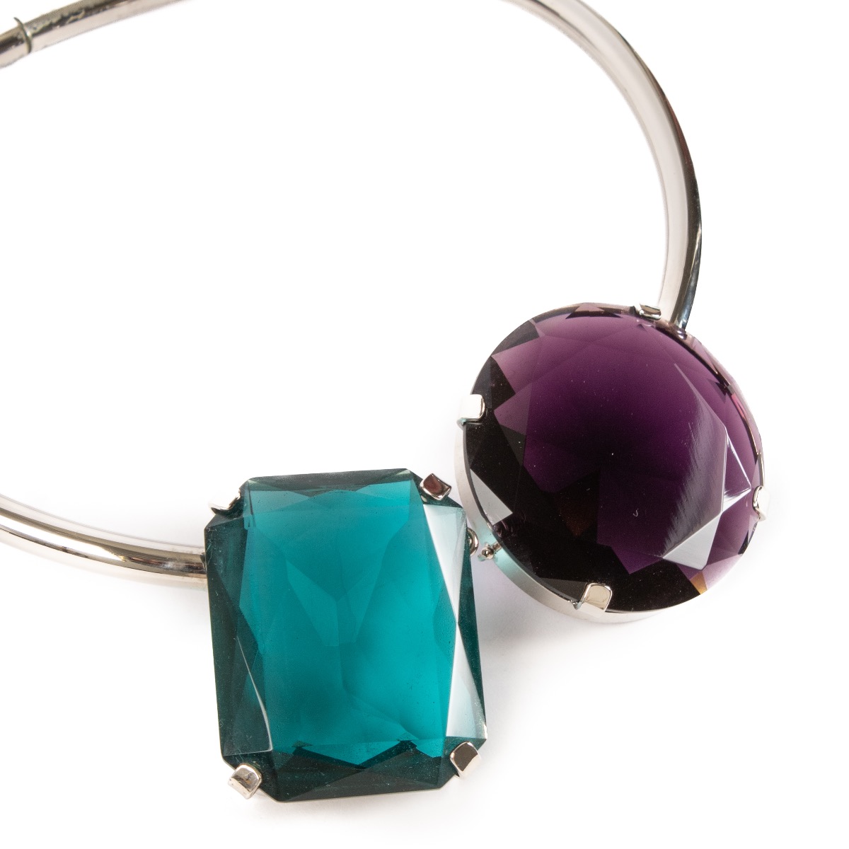 Dries Van Noten Silver Large Crystal Necklace ○ Labellov