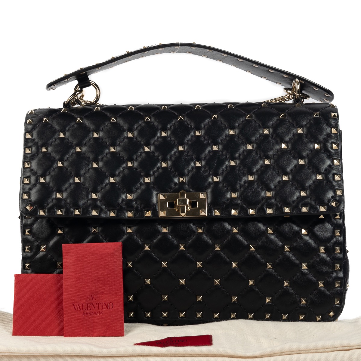 Valentino Garavani Black Large Rockstud Shoulder Bag Labellov