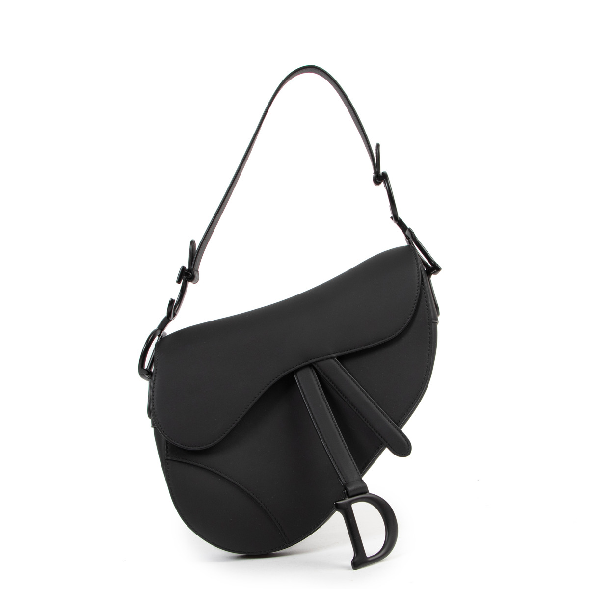 Saddle Bag with Strap Black Ultramatte Calfskin