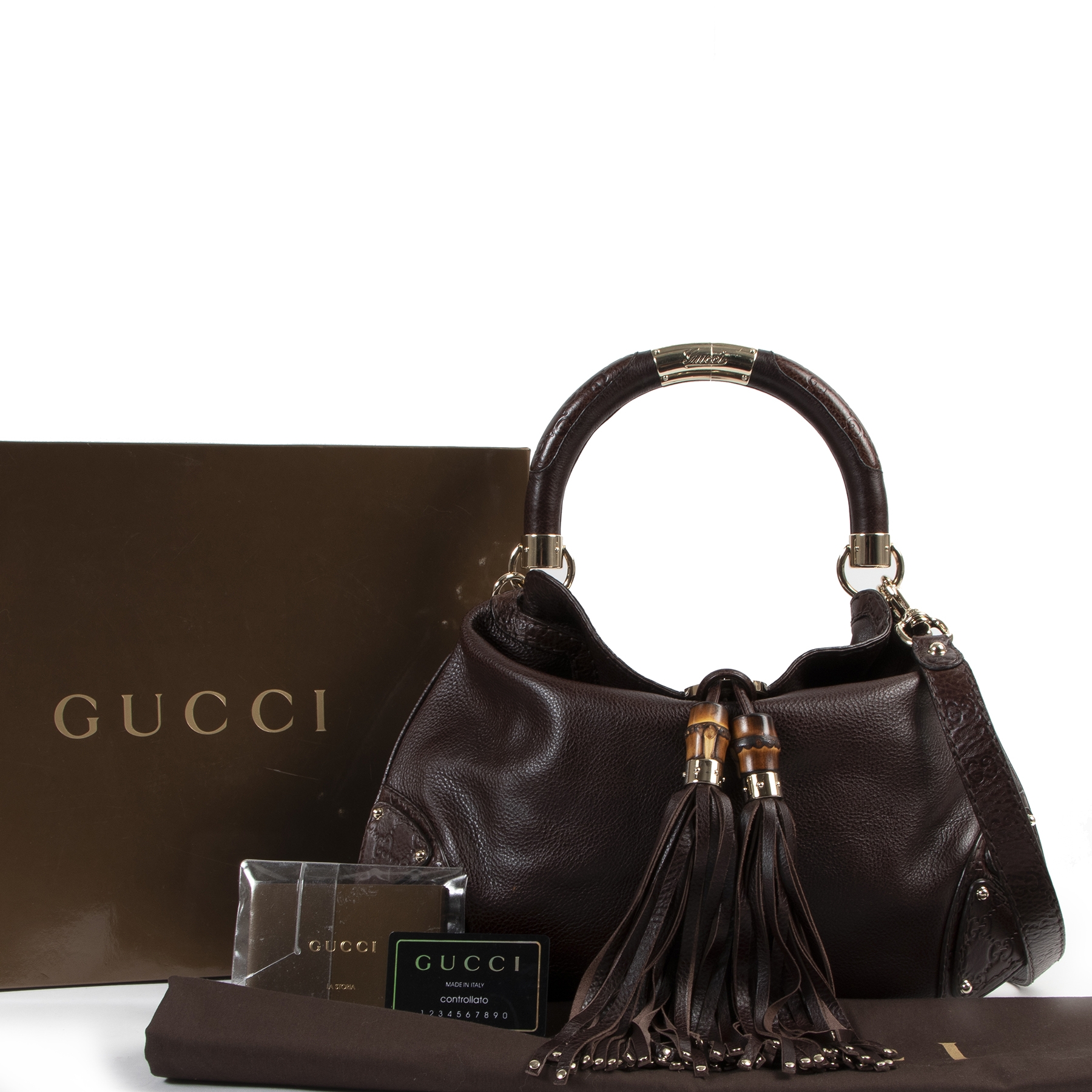 Gucci Indy Hobo Leather Medium Guccissima Bamboo Fringe Shoulder Bag Labellov Buy and Sell Authentic Luxury