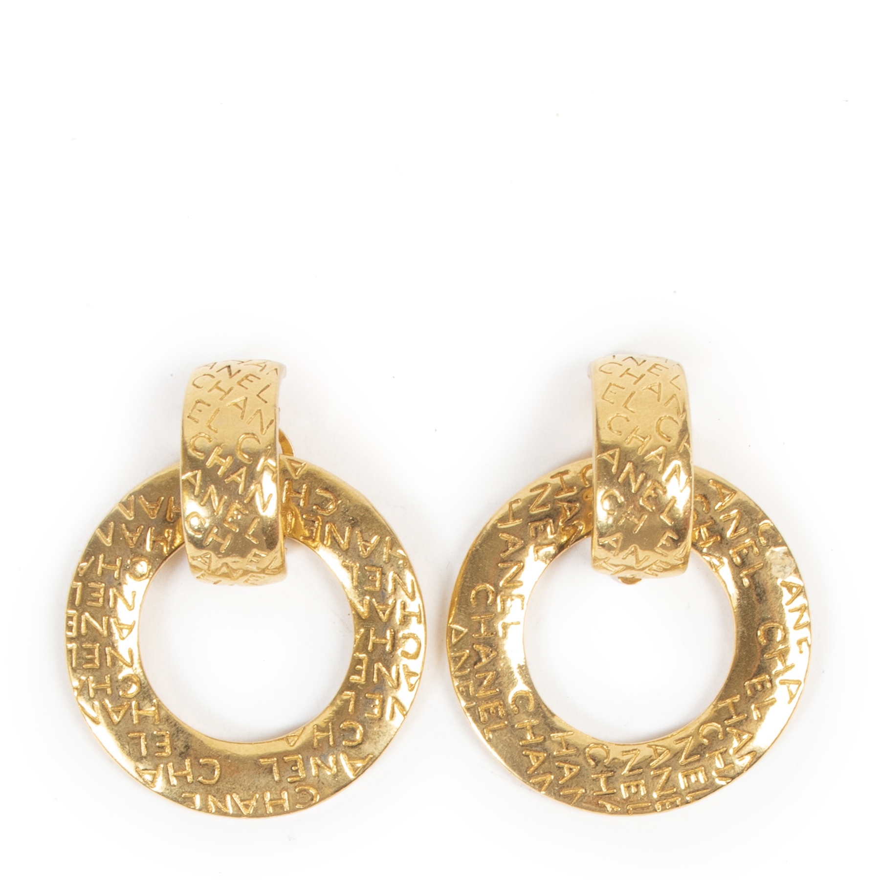 CHANEL Gold Textured Ball CC Logo Charm Dangle Drop Evening Earrings -  Chelsea Vintage Couture