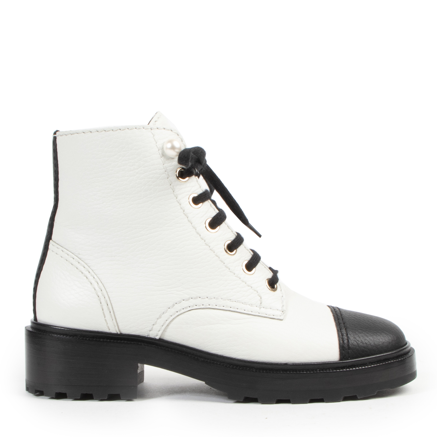 Chanel white booties with pearls new arrivals