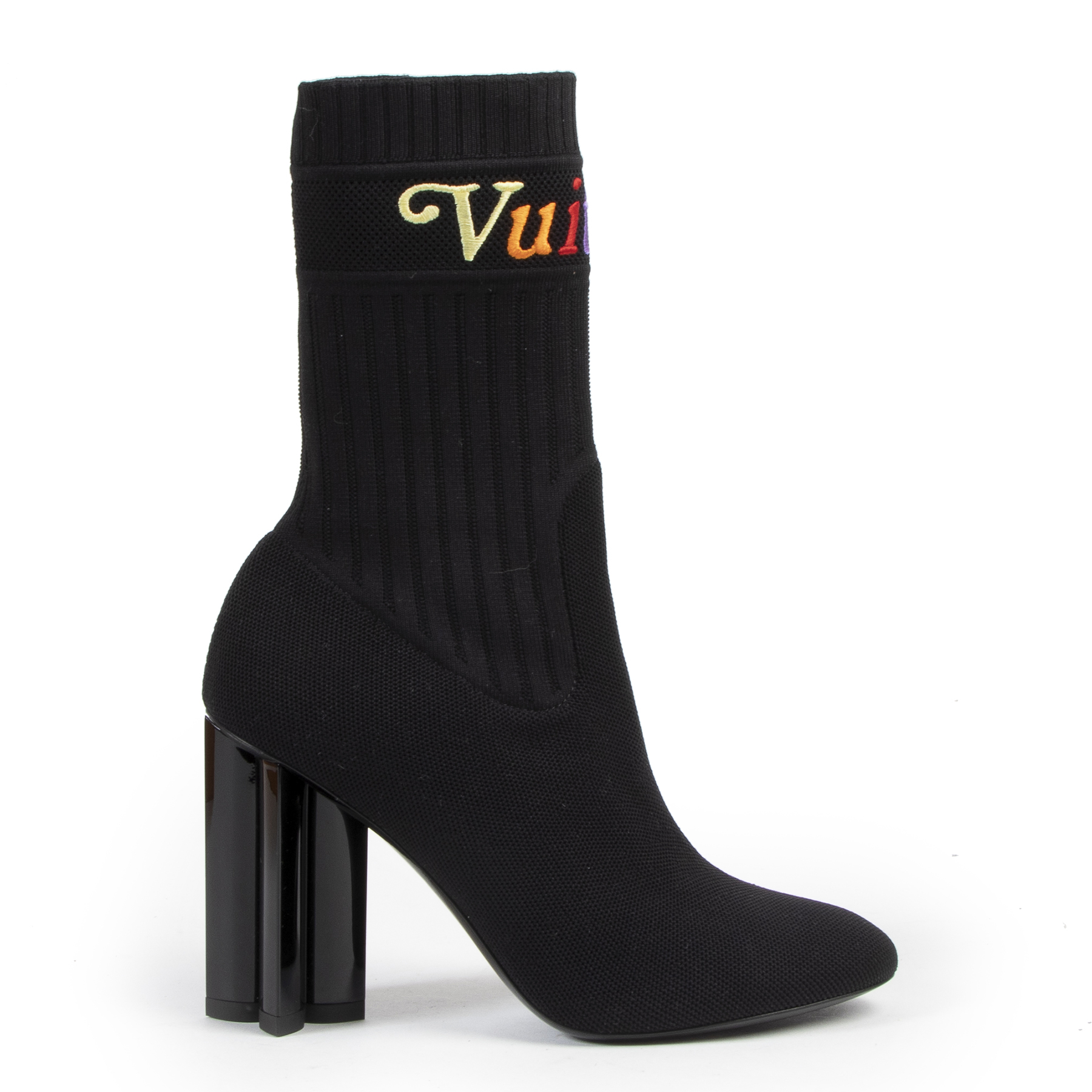 Louis Vuitton silhouette line knit monogram ankle boots black  eBay