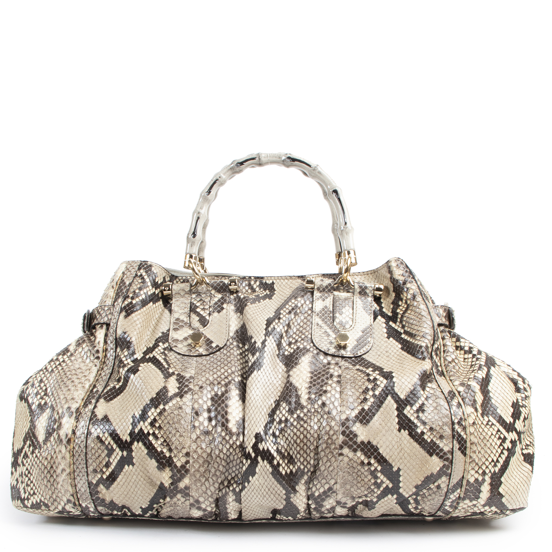 Gucci Brown Python Pop Bamboo Handbag Labellov Buy and Sell