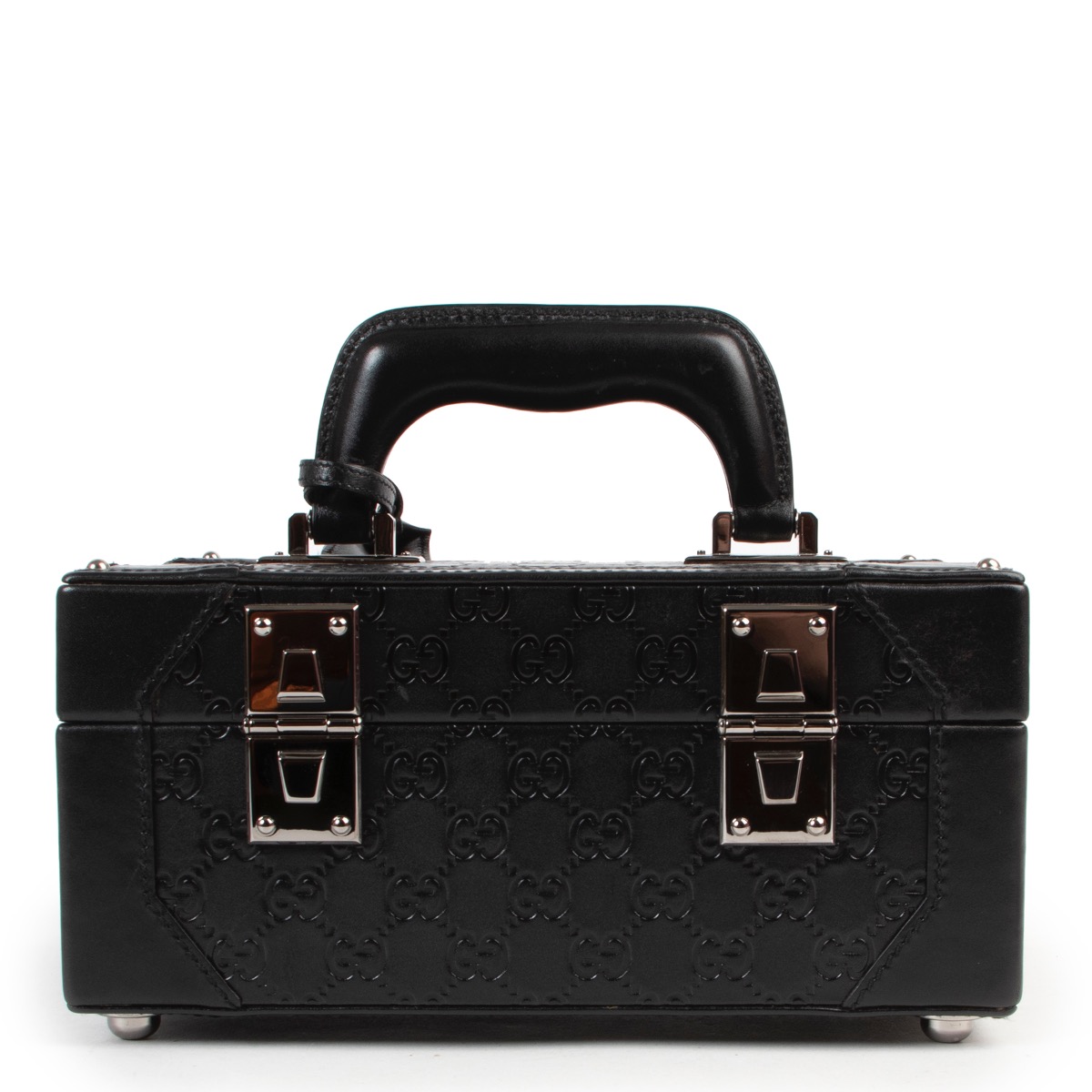 Gucci Black Leather Monogram Jewelry Case ○ Labellov ○ Buy and