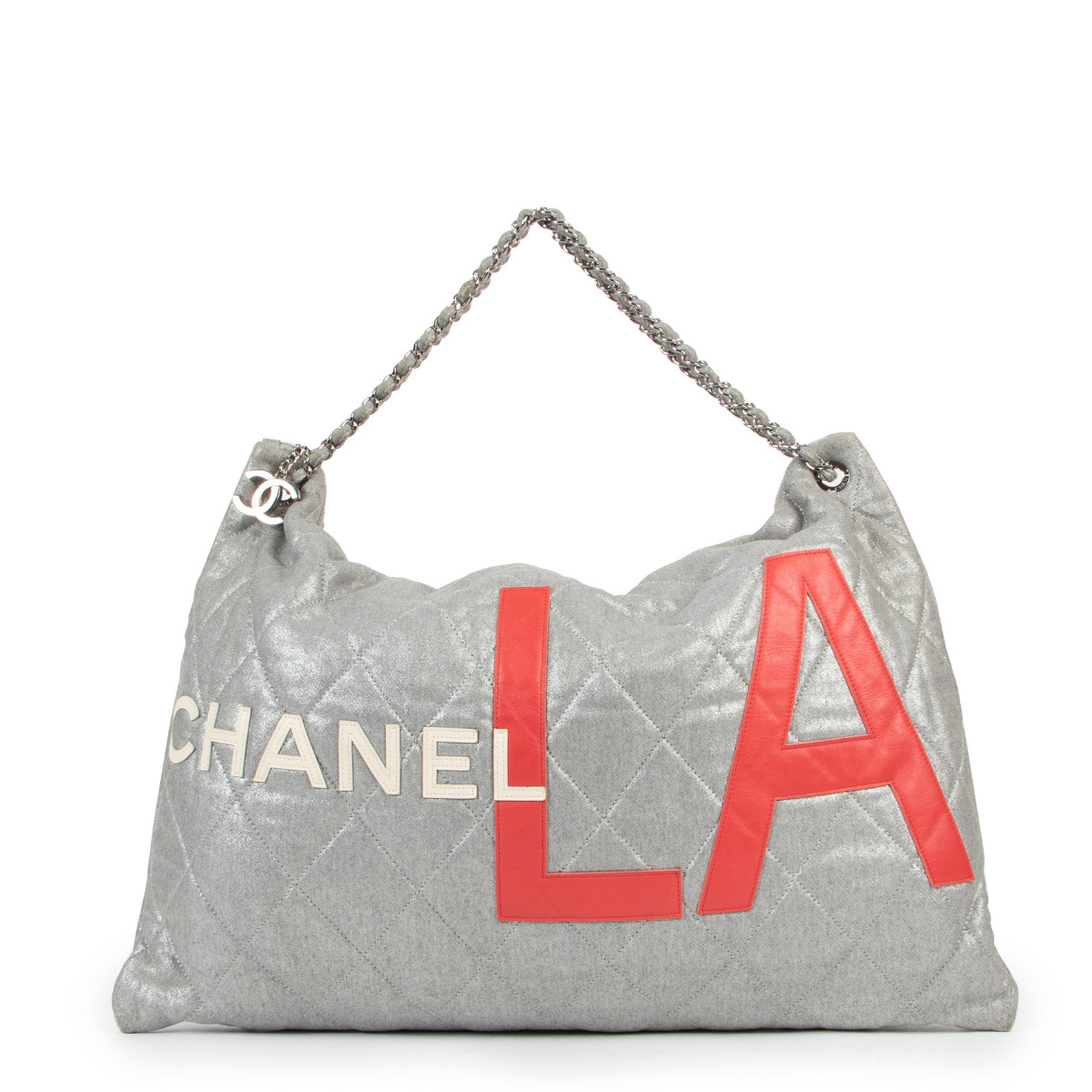 Chanel Cruise 2008 Runway Silver Red LA Shoulder Bag Labellov