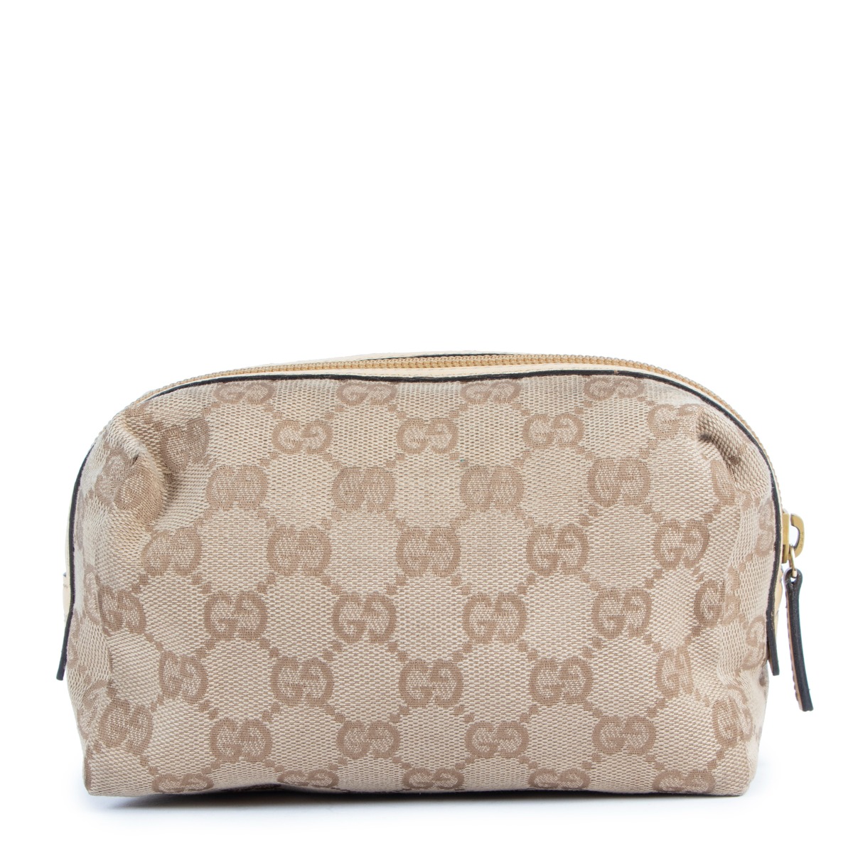 GUCCI GG Canvas Cosmetic Pouch Beige Pink Auth yk2235 Cloth ref