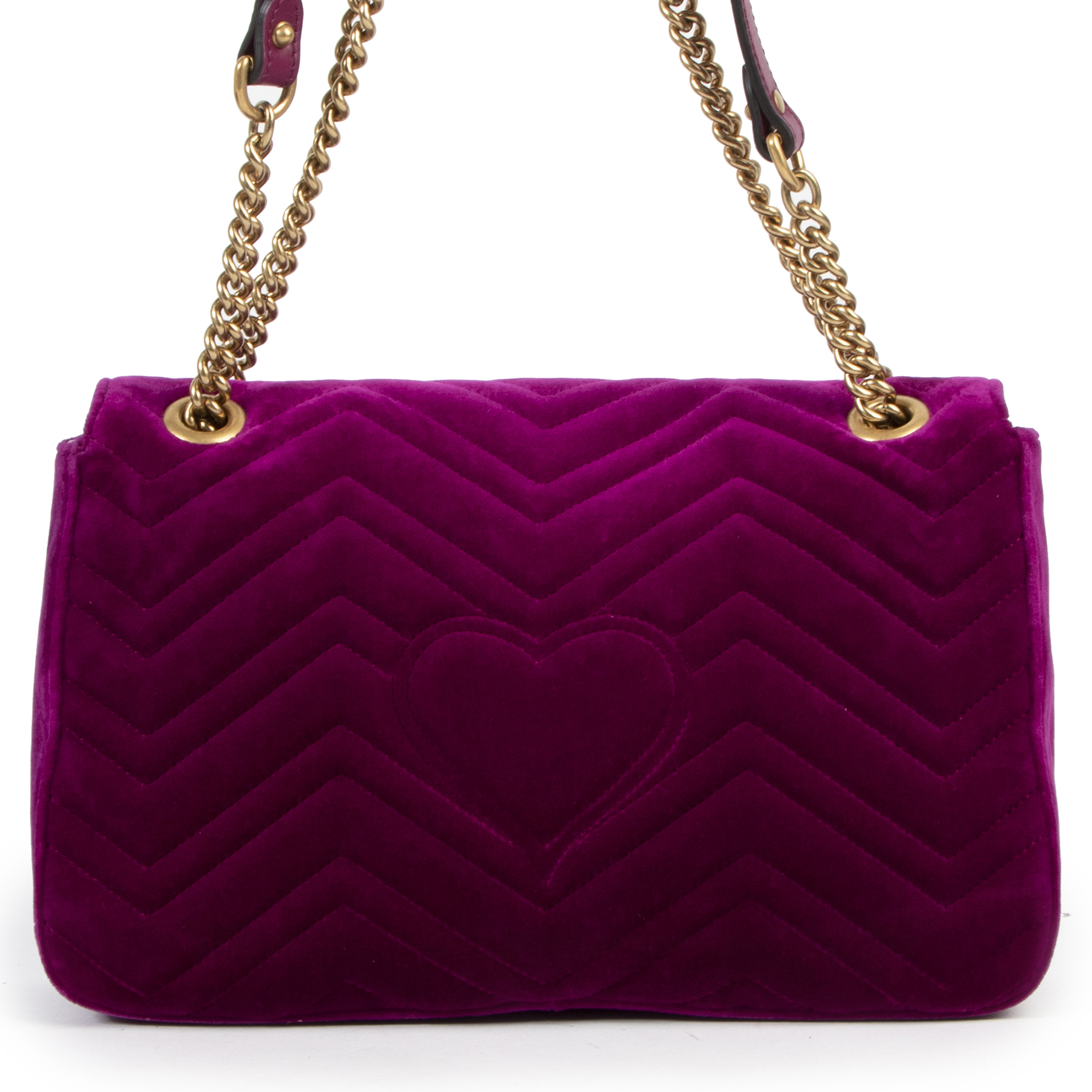 Gucci Purple Velvet Medium GG Marmont Shoulder Bag Labellov