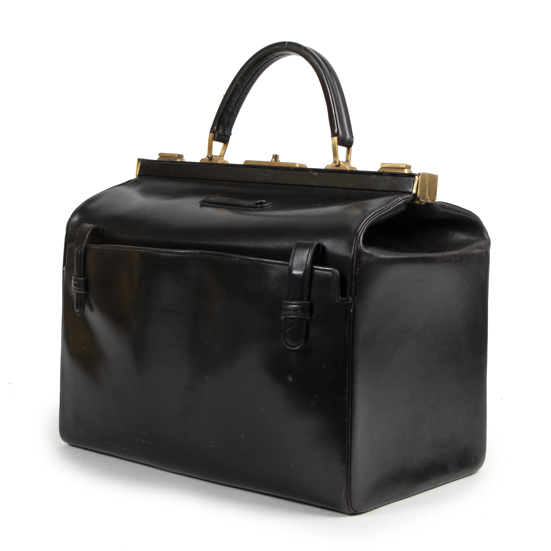 Delvaux Black Leather Vintage Doctor Bag Labellov Buy and Sell Authentic Luxury