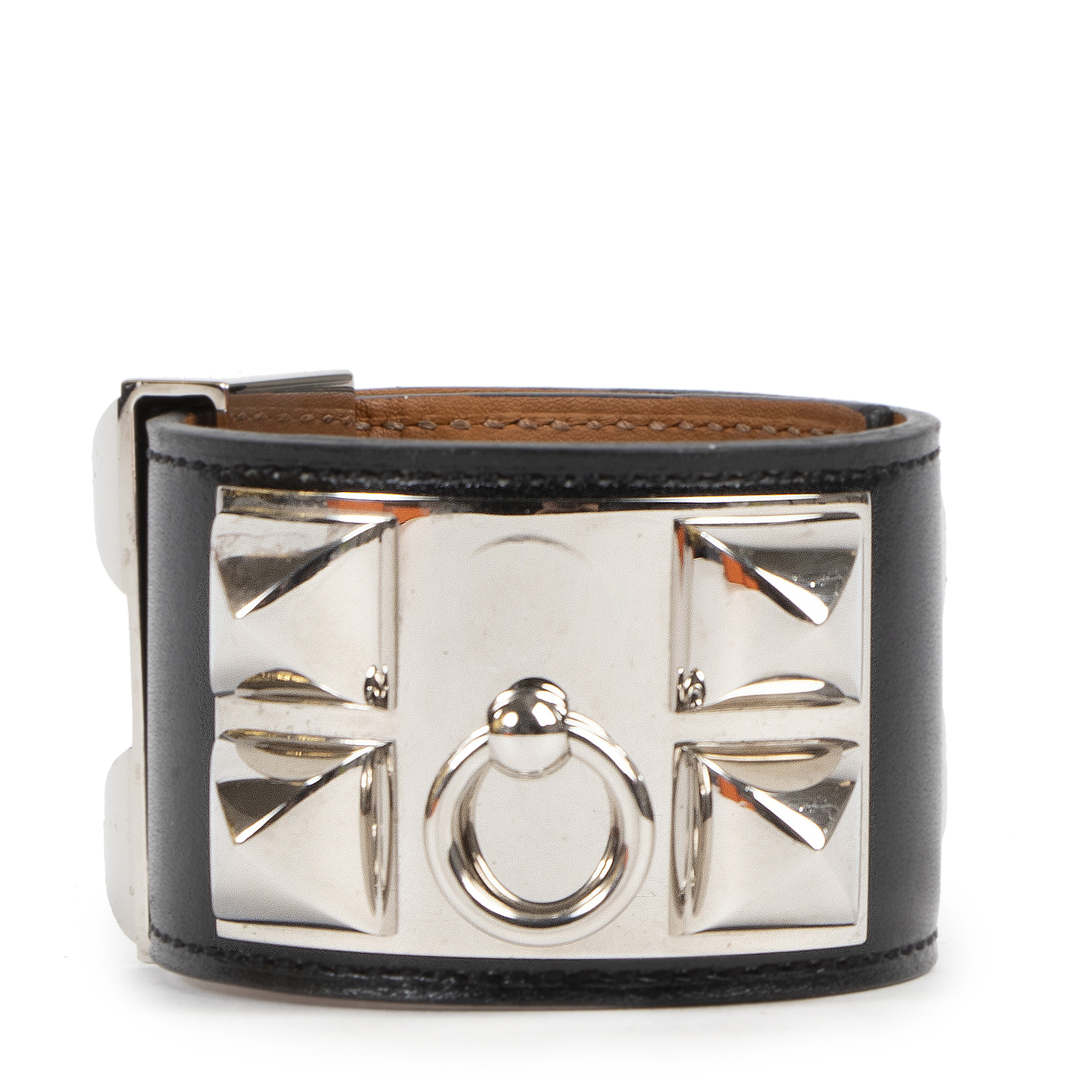 [HERMES]★Collier de chien★T2 Hermès Black Leather Collier De Chien Bracelet - Size T2