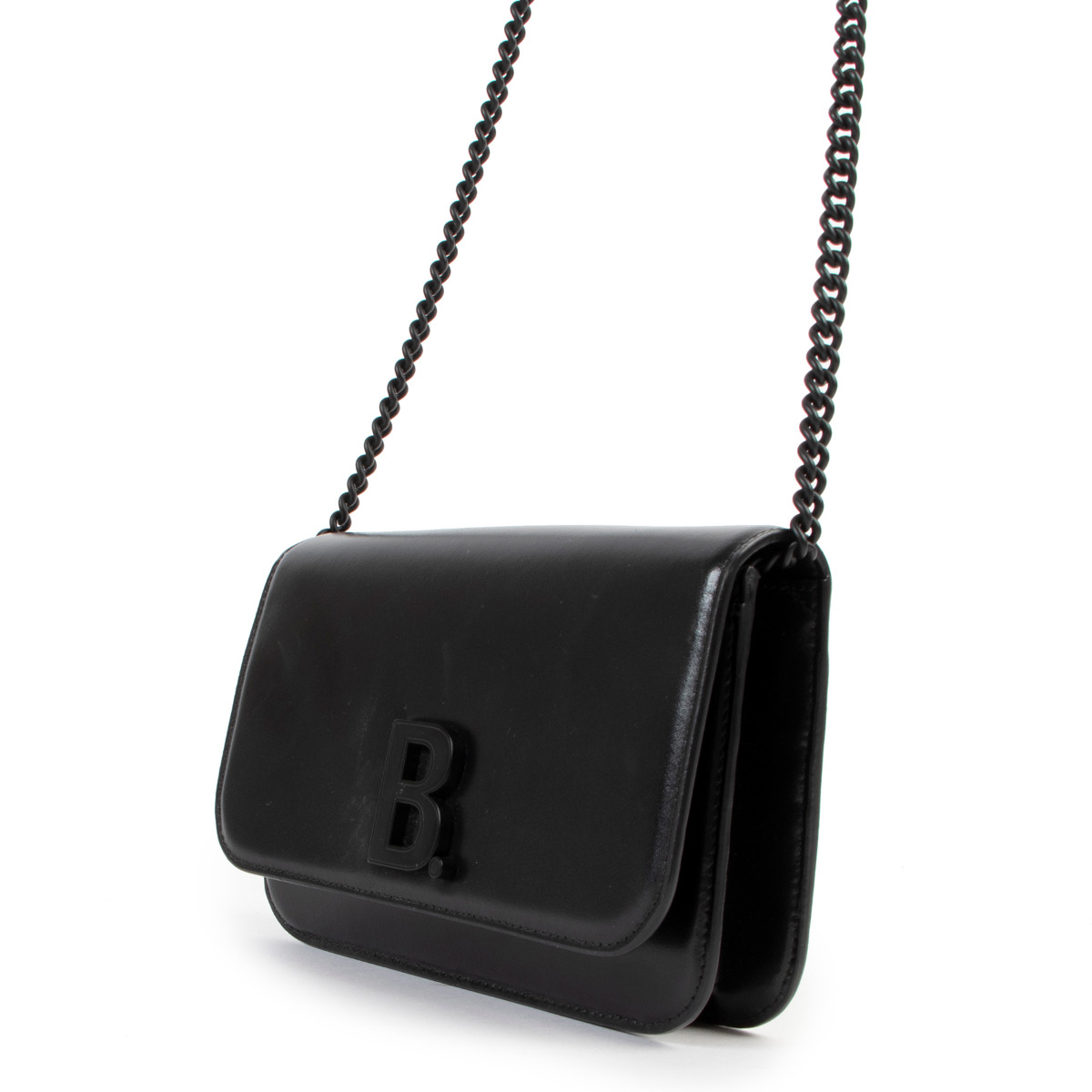 Balenciaga Black Calfskin Leather Silver Logo Chain Wallet Bag – Queen Bee  of Beverly Hills
