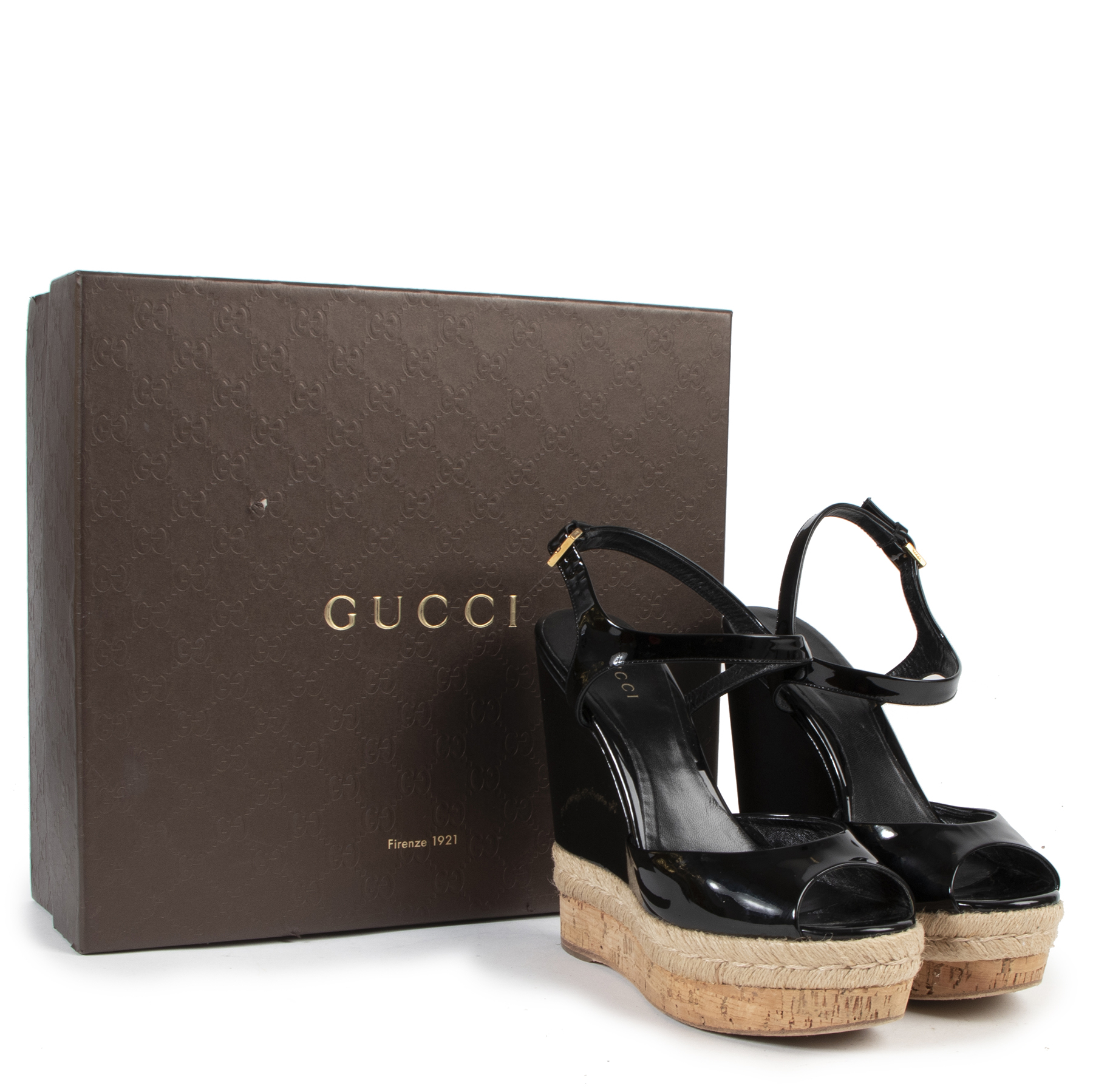 Gucci Black Patent Wedge Sandals Size 37 Labellov Buy and