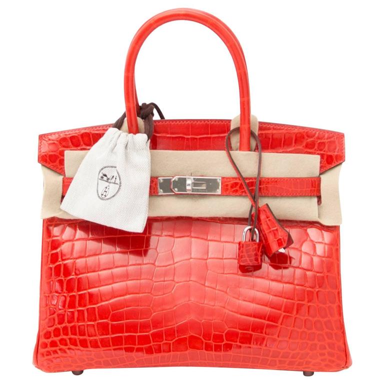 Hermès Birkin 30 Crocodile Niloticus Lisse Geranium ○ Labellov ○ Buy and  Sell Authentic Luxury