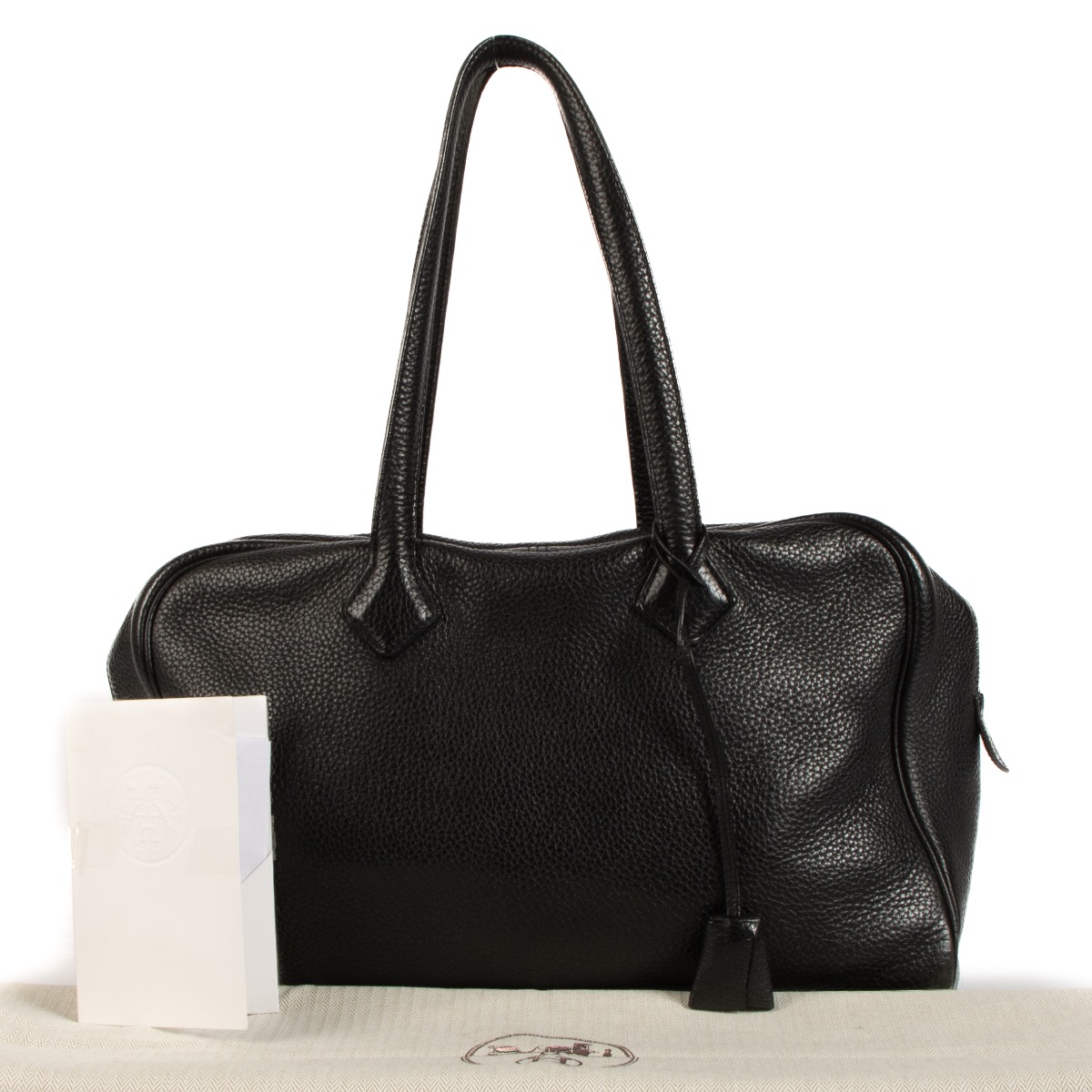 Hermès Victoria 35 Black Taurillon Clemence PHW ○ Labellov