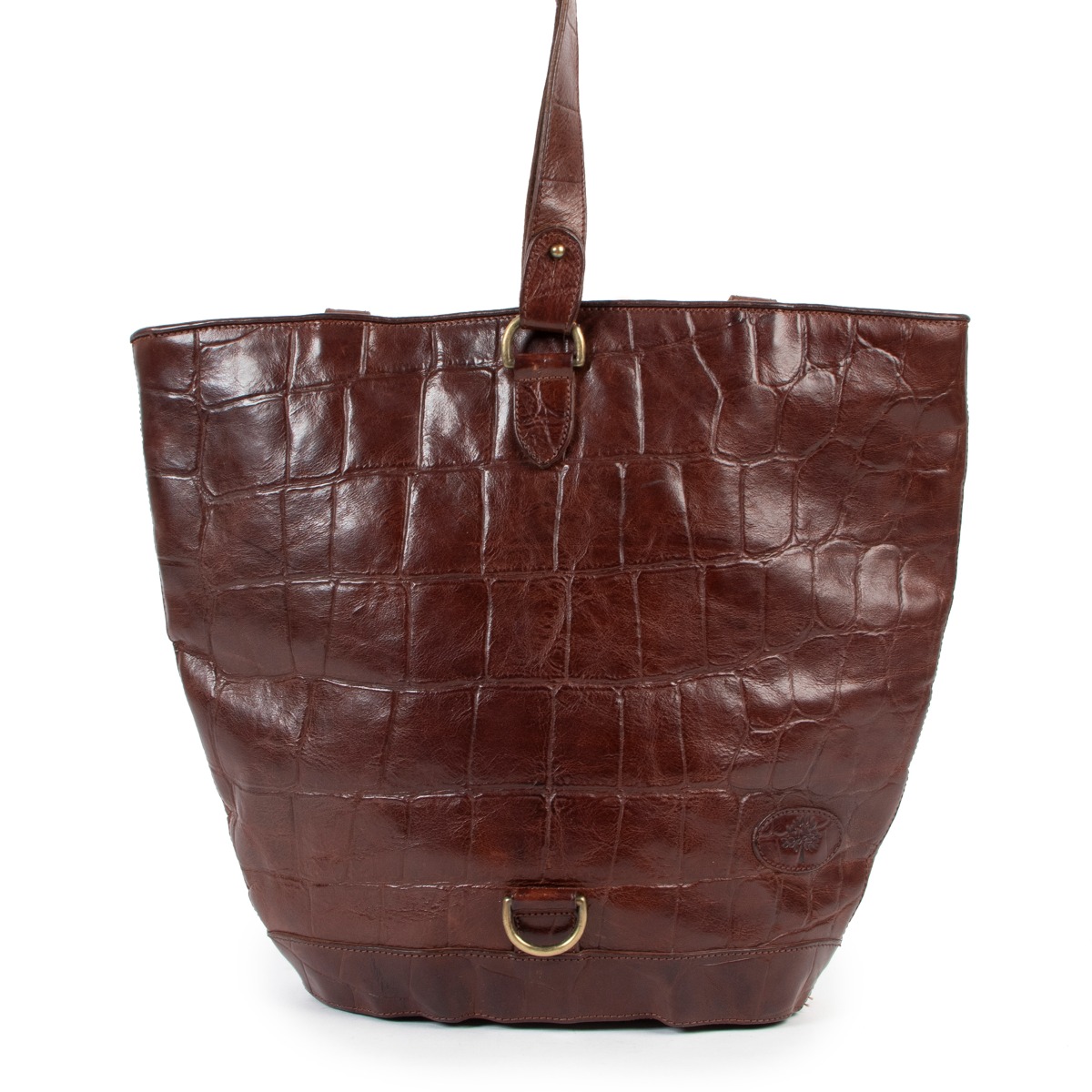 Mulberry Vintage Brown Crocodile Embossed Leather Shoulder Bag Labellov Buy and Sell Authentic Luxury