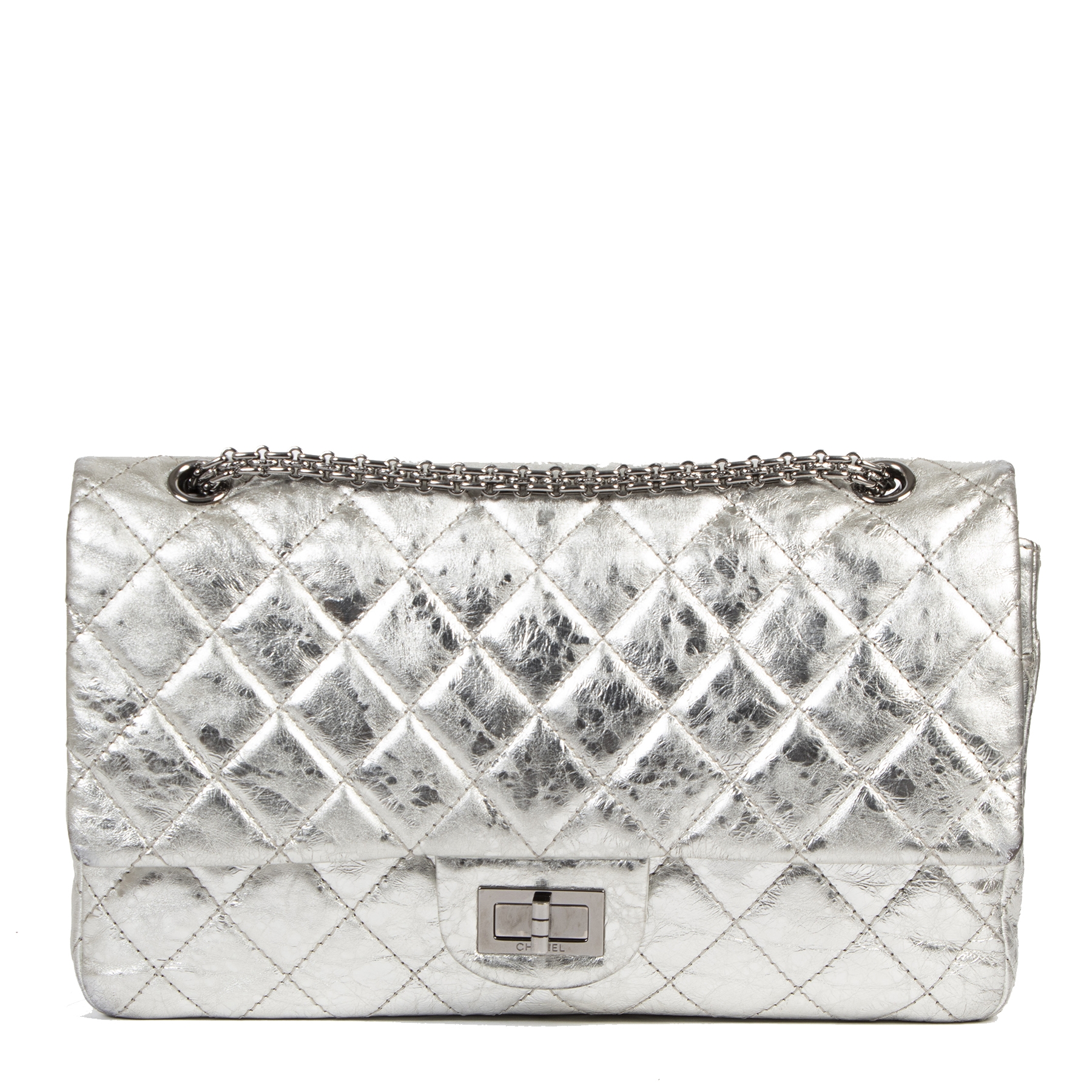 Chanel 2.55 Reissue 227 Silver Metallic Flap Bag Labellov Buy and Sell Authentic Luxury