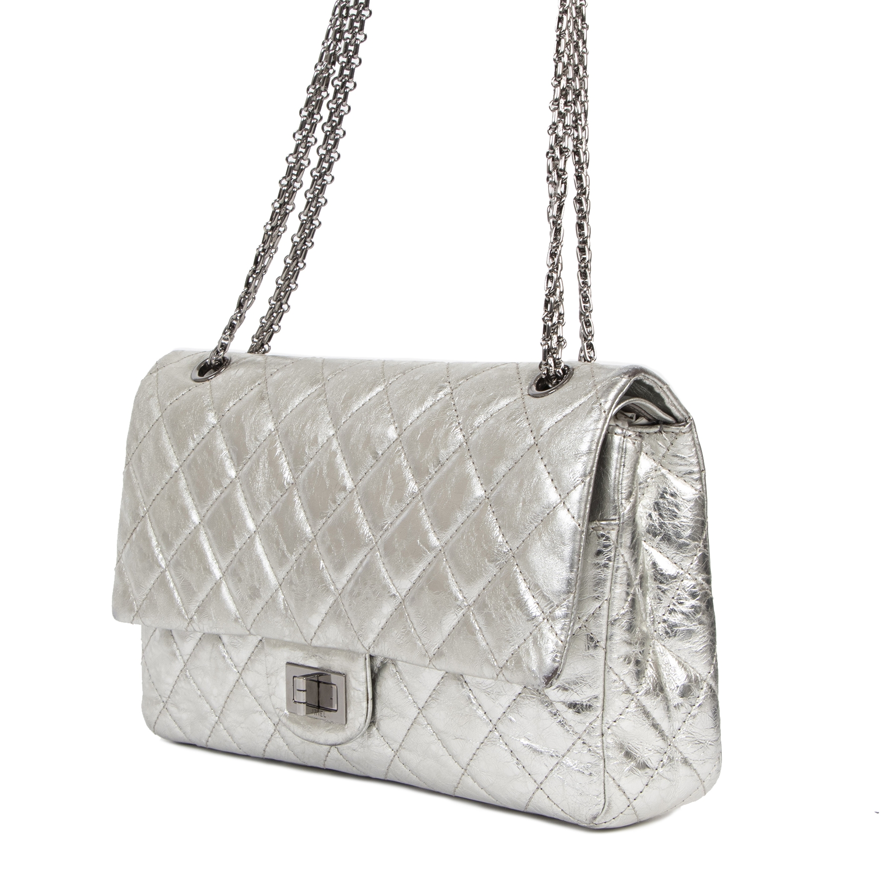 Chanel 2.55 Reissue 227 Silver Metallic Flap Bag ○ Labellov ○ Buy and Sell  Authentic Luxury