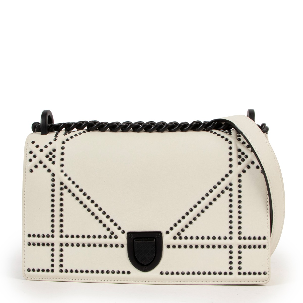 小物 Christian Dior Christian Dior Ivory Studded Diorama Small Crossbody Bag
